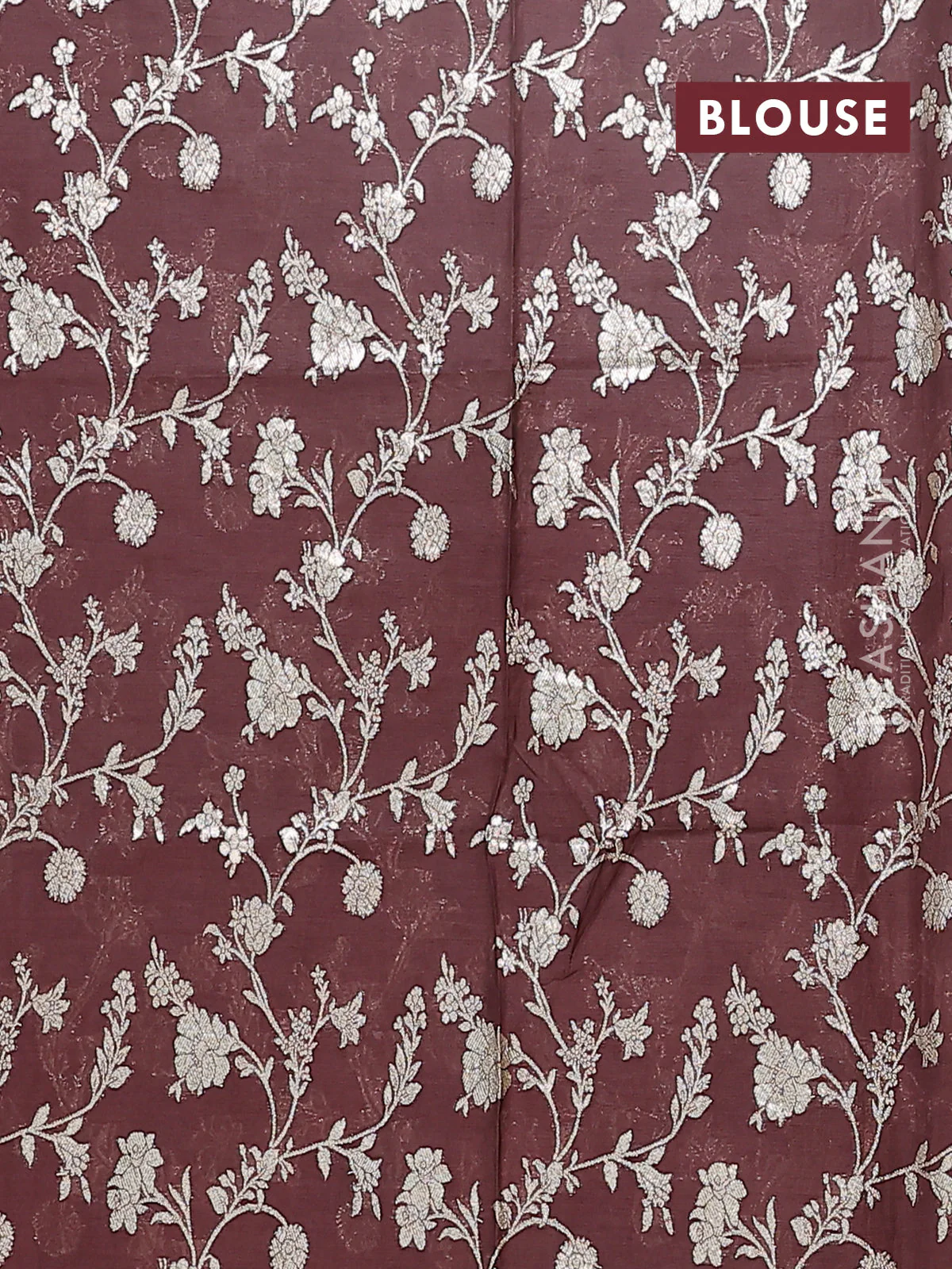 Semi mangalgiri saree mauve pink and brown with plain body and zari woven border - Image 4