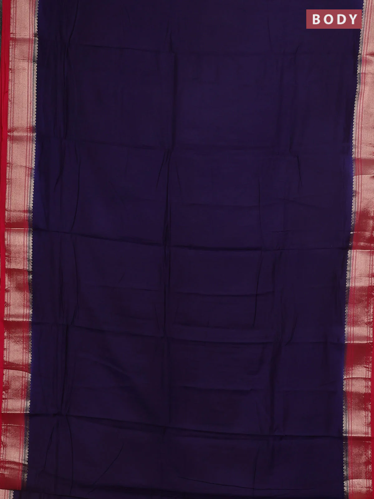 Semi mangalgiri saree navy blue and pink with plain body and zari woven border - Image 2