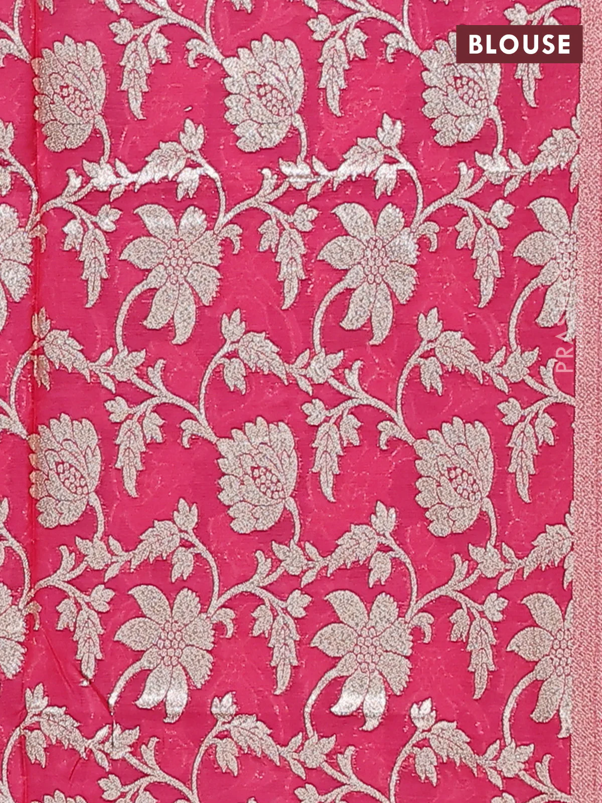 Semi mangalgiri saree navy blue and pink with plain body and zari woven border - Image 4