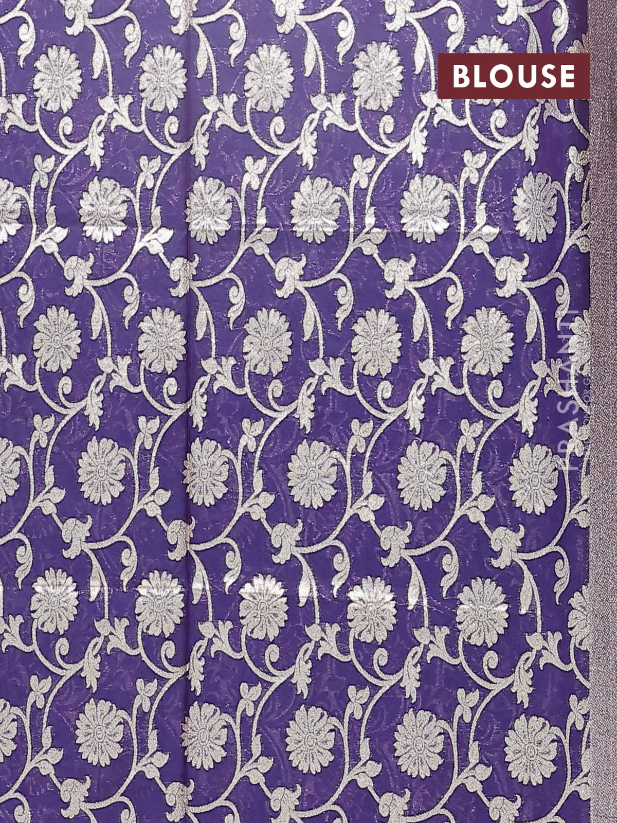 Semi mangalgiri saree pastel blue and blue with plain body and zari woven border - Image 4