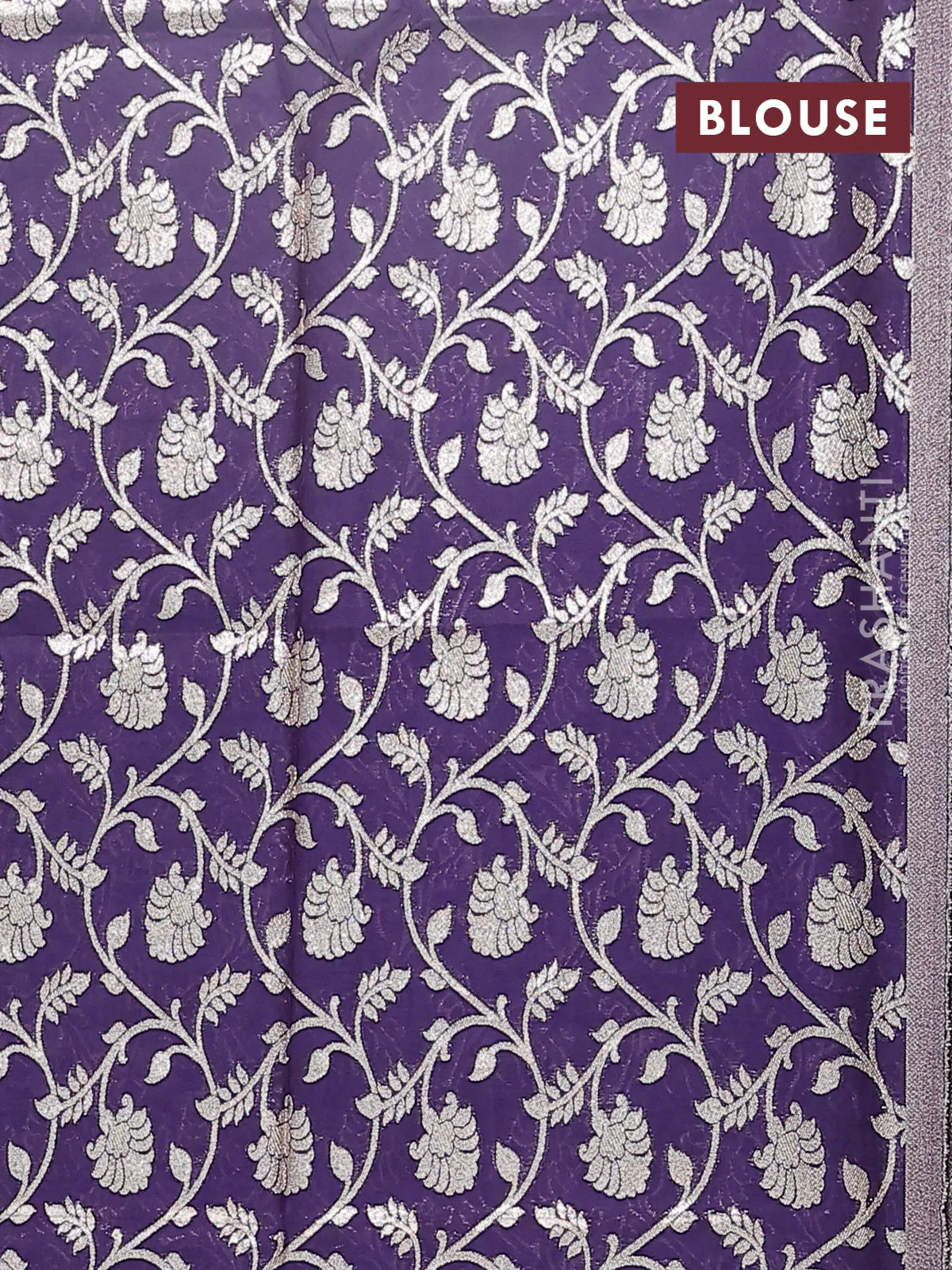 Semi mangalgiri saree pastel blue and violet with plain body and zari woven border - Image 4