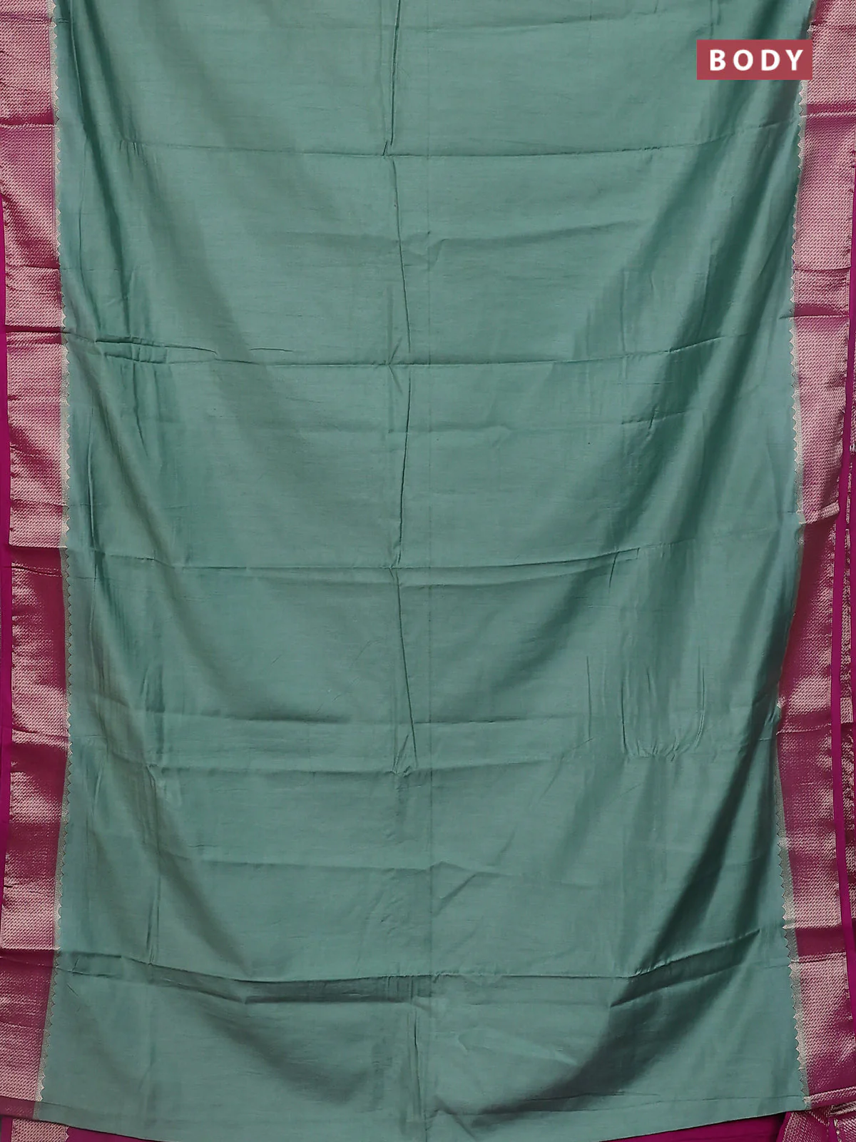Semi mangalgiri saree pastel green and purple with plain body and zari woven border - Image 2