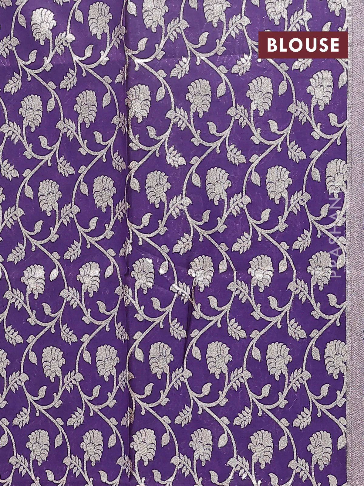 Semi mangalgiri saree pastel green and purple with plain body and zari woven border - Image 4