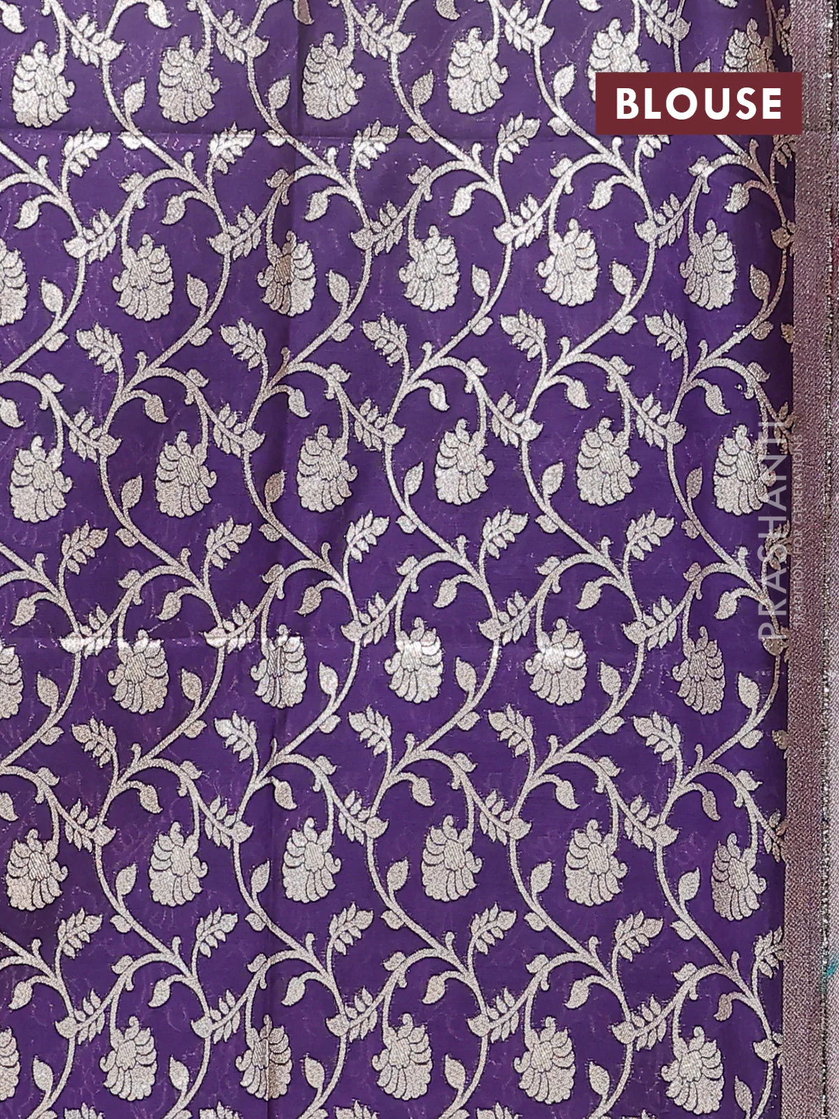 Semi mangalgiri saree pastel green and purple with plain body and zari woven border - Image 4