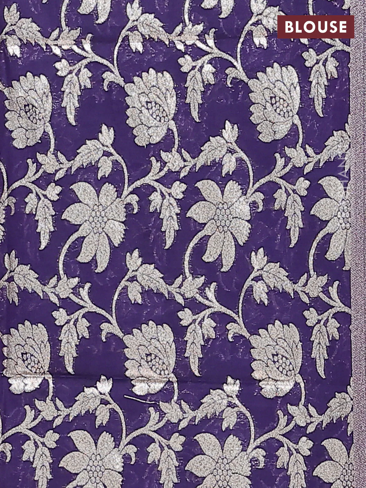 Semi mangalgiri saree pastel green and violet with plain body and zari woven border - Image 4
