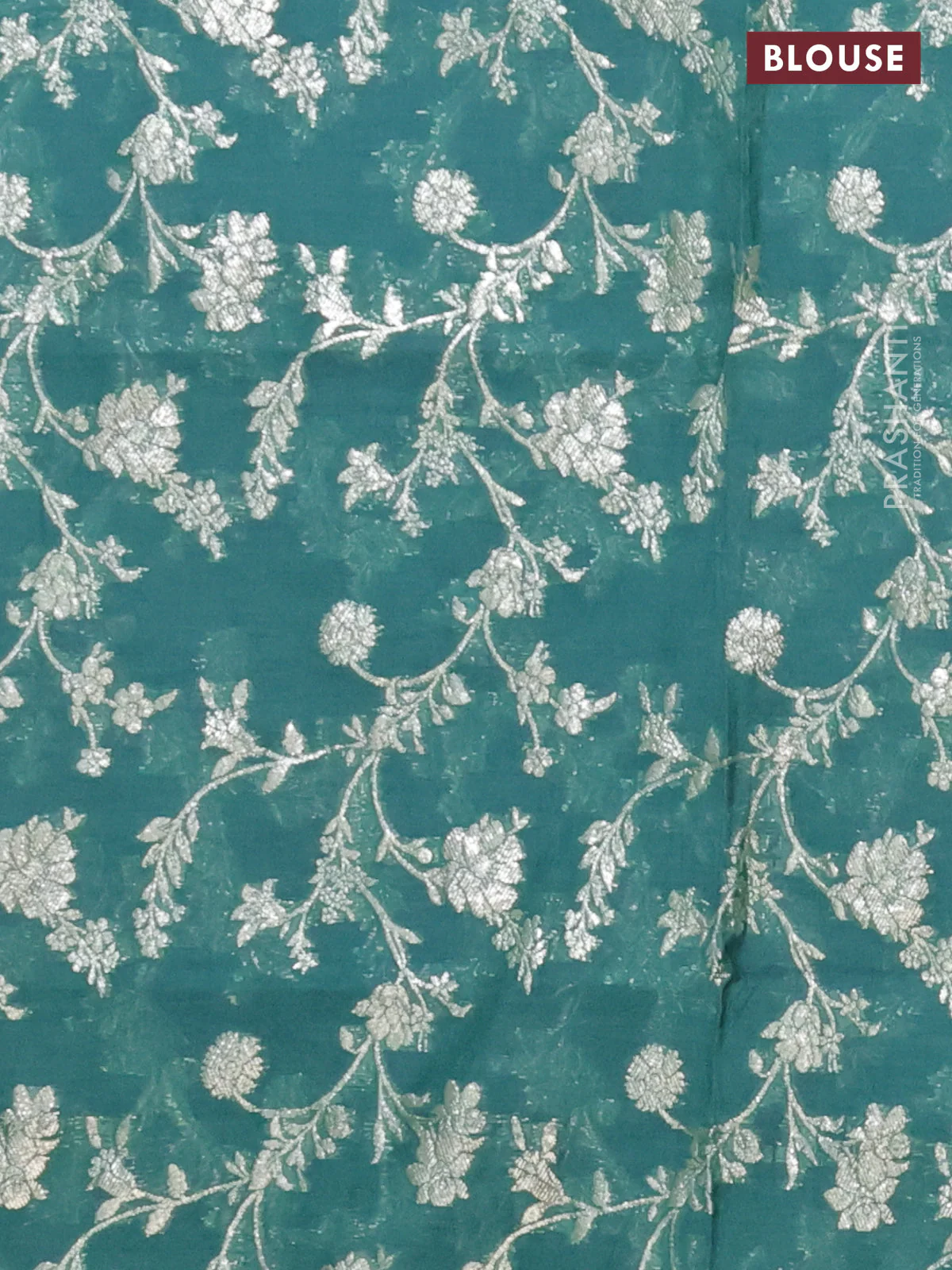 Semi mangalgiri saree peacock green with plain body and zari woven border - Image 4