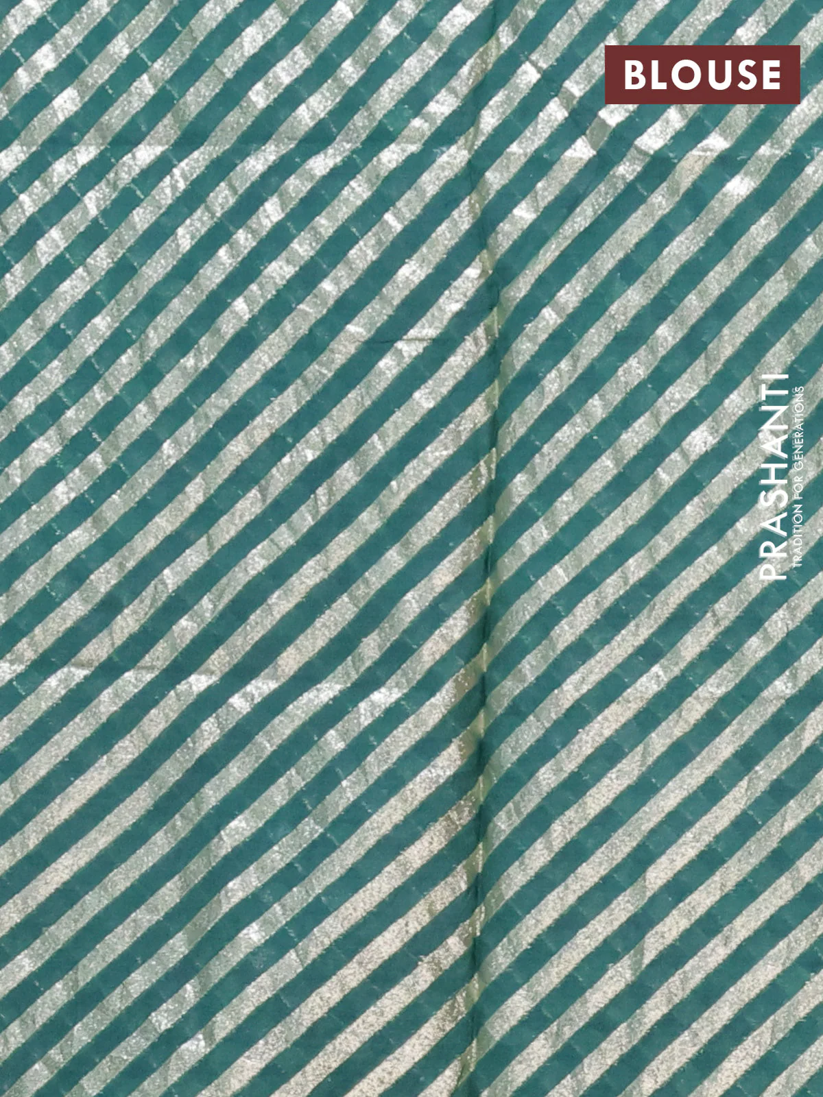 Semi mangalgiri saree peacock green with plain body and zari woven border - Image 4