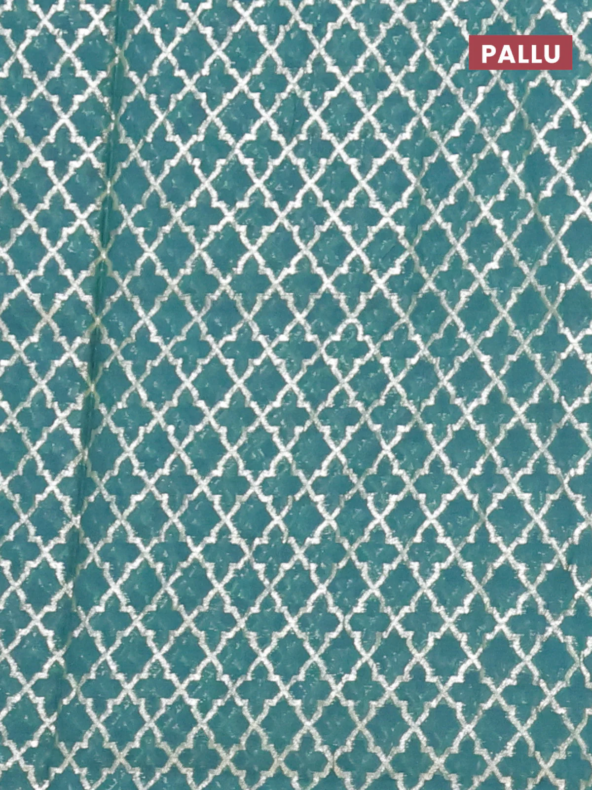 Semi mangalgiri saree peacock green with plain body and zari woven border - Image 4