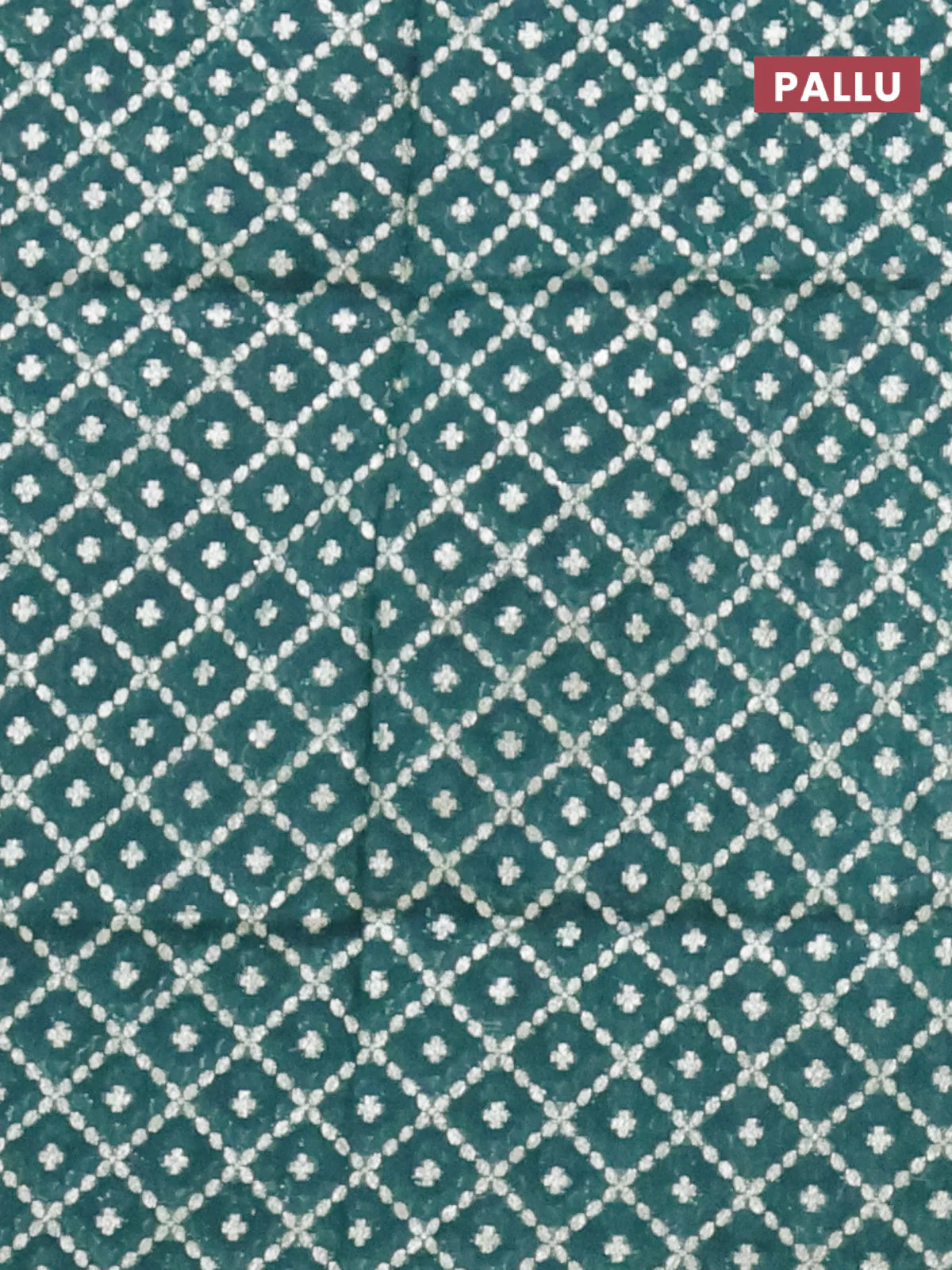 Semi mangalgiri saree peacock green with plain body and zari woven border - Image 4