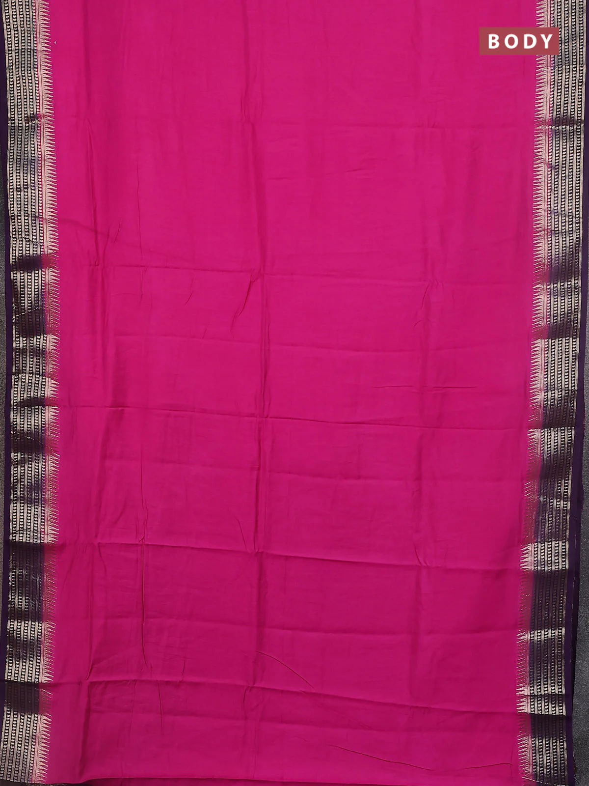 Semi mangalgiri saree pink and blue with plain body and zari woven border - Image 2
