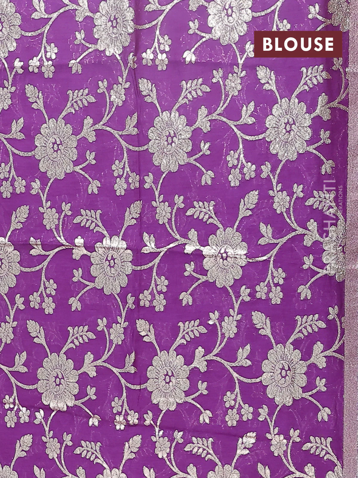 Semi mangalgiri saree pink and blue with plain body and zari woven border - Image 4