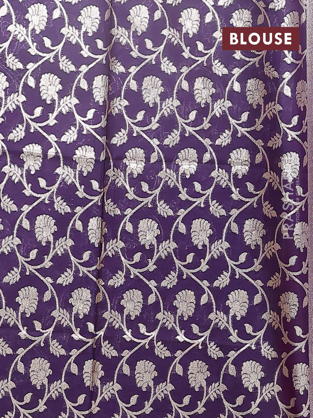 Semi mangalgiri saree pink and deep purple with plain body and zari woven border - Image 4