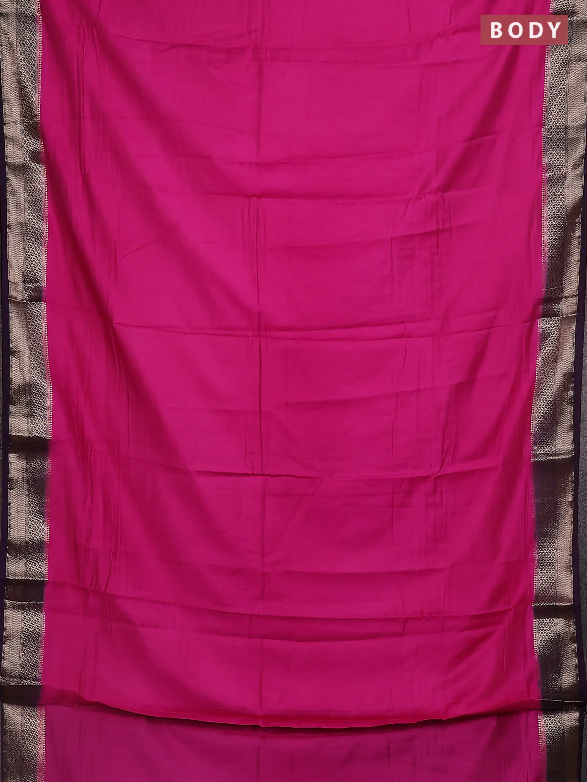 Semi mangalgiri saree pink and deep purple with plain body and zari woven border - Image 2