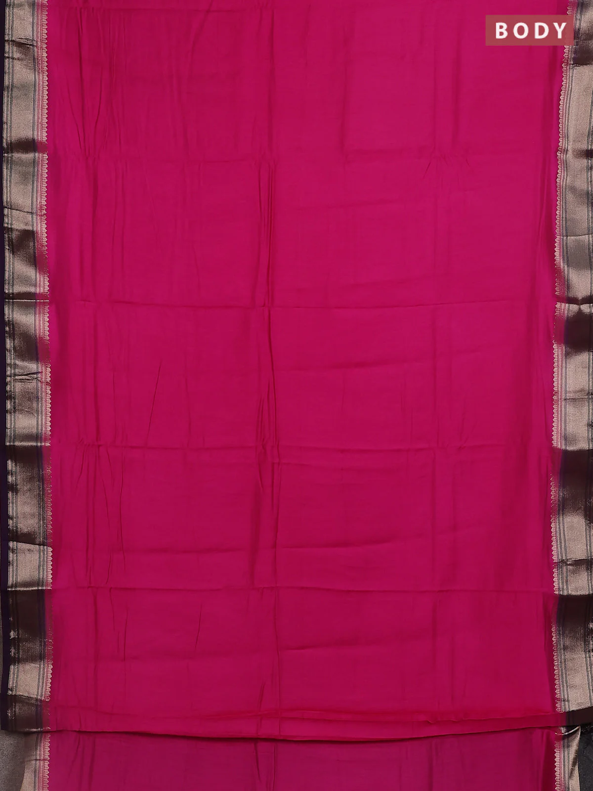 Semi mangalgiri saree pink and jamun shade with plain body and zari woven border - Image 2