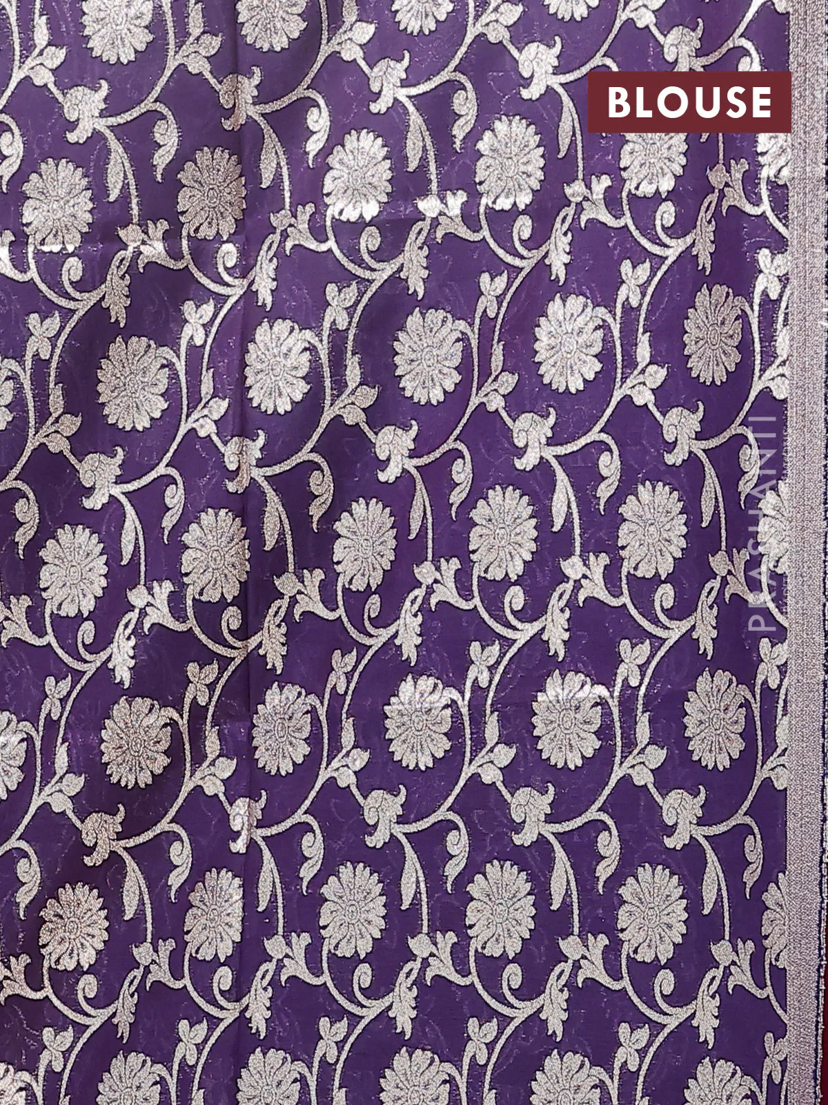 Semi mangalgiri saree pink and jamun shade with plain body and zari woven border - Image 4