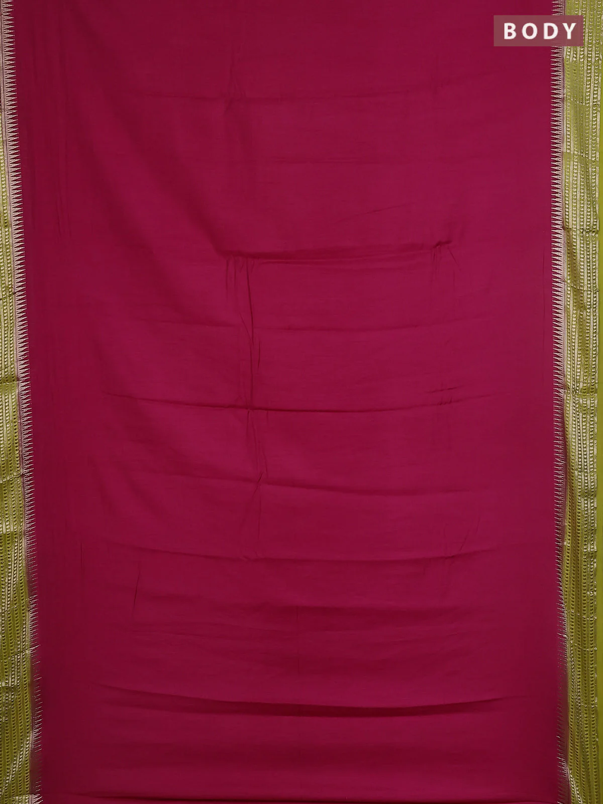 Semi mangalgiri saree pink and light green with plain body and zari woven border - Image 2