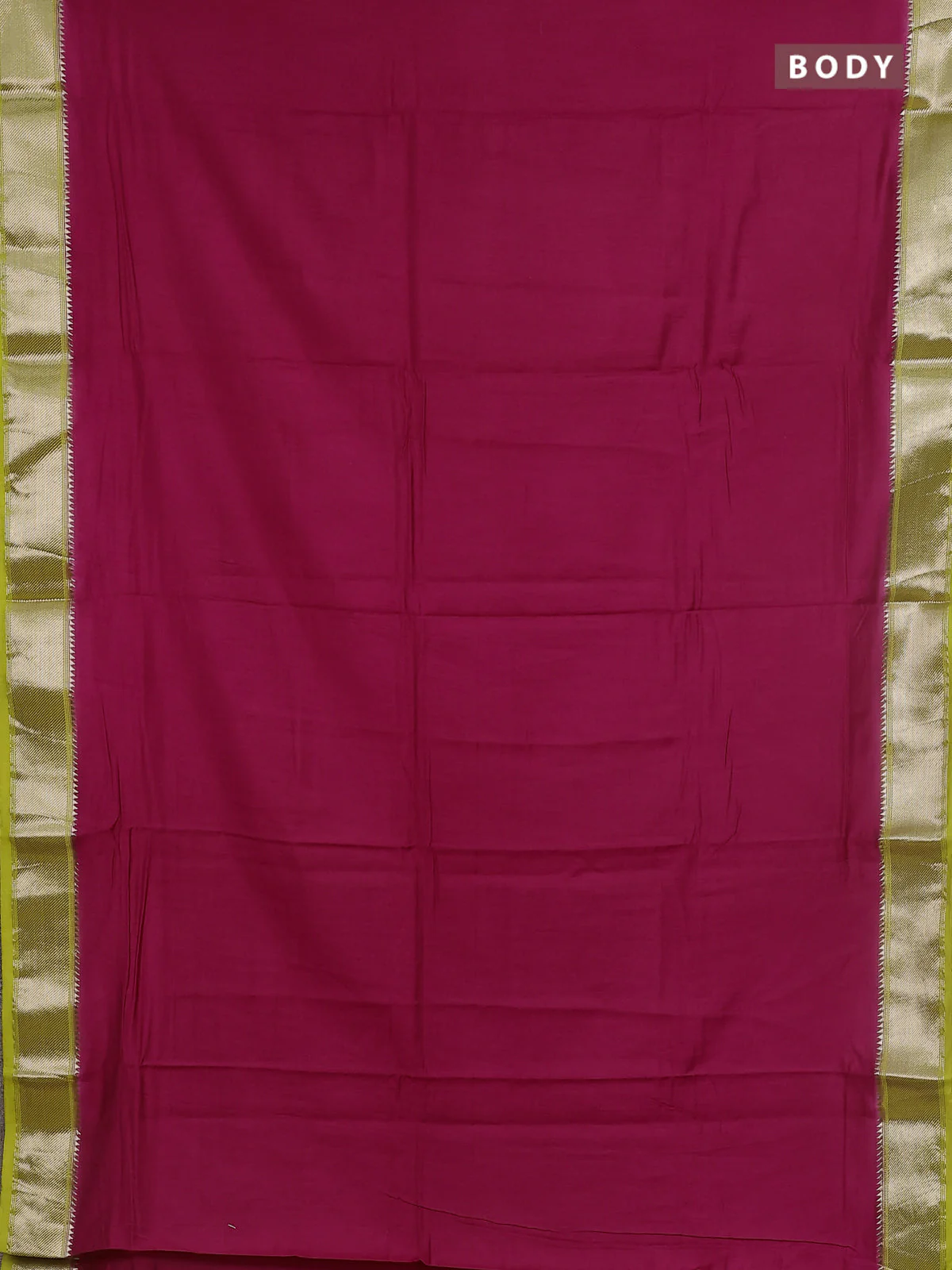 Semi mangalgiri saree pink and light green with plain body and zari woven border - Image 2