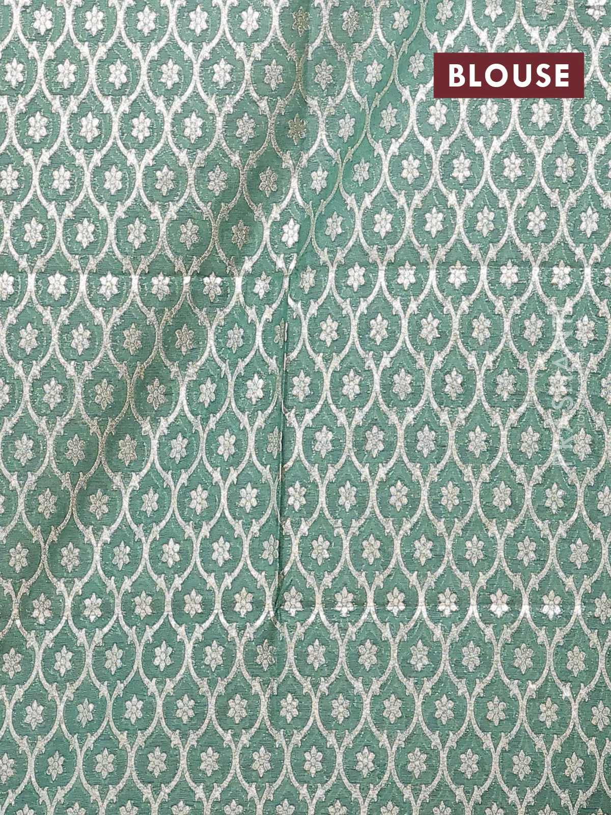 Semi mangalgiri saree purple and pastel green with plain body and zari woven border - Image 4