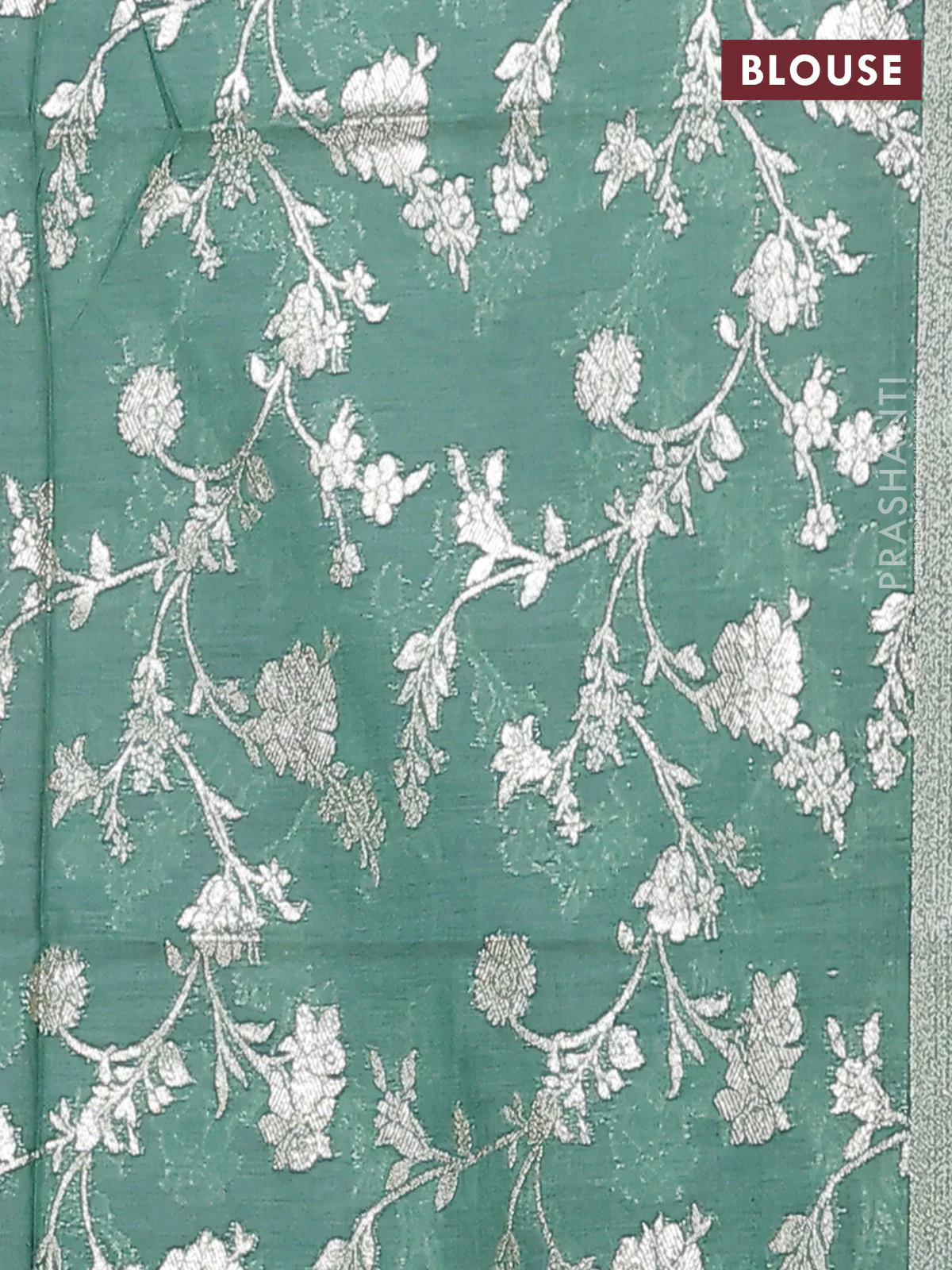 Semi mangalgiri saree purple shade and pastel green with plain body and zari woven border - Image 4