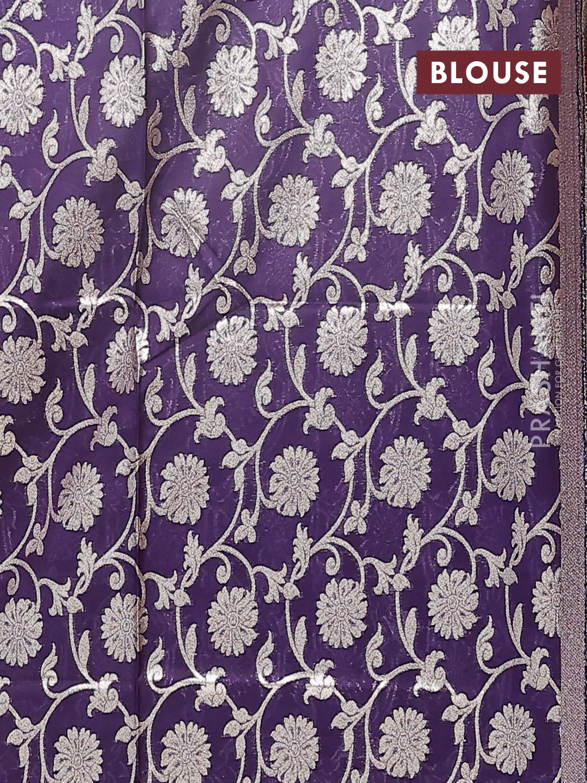 Semi mangalgiri saree red and purple with plain body and zari woven border - Image 4
