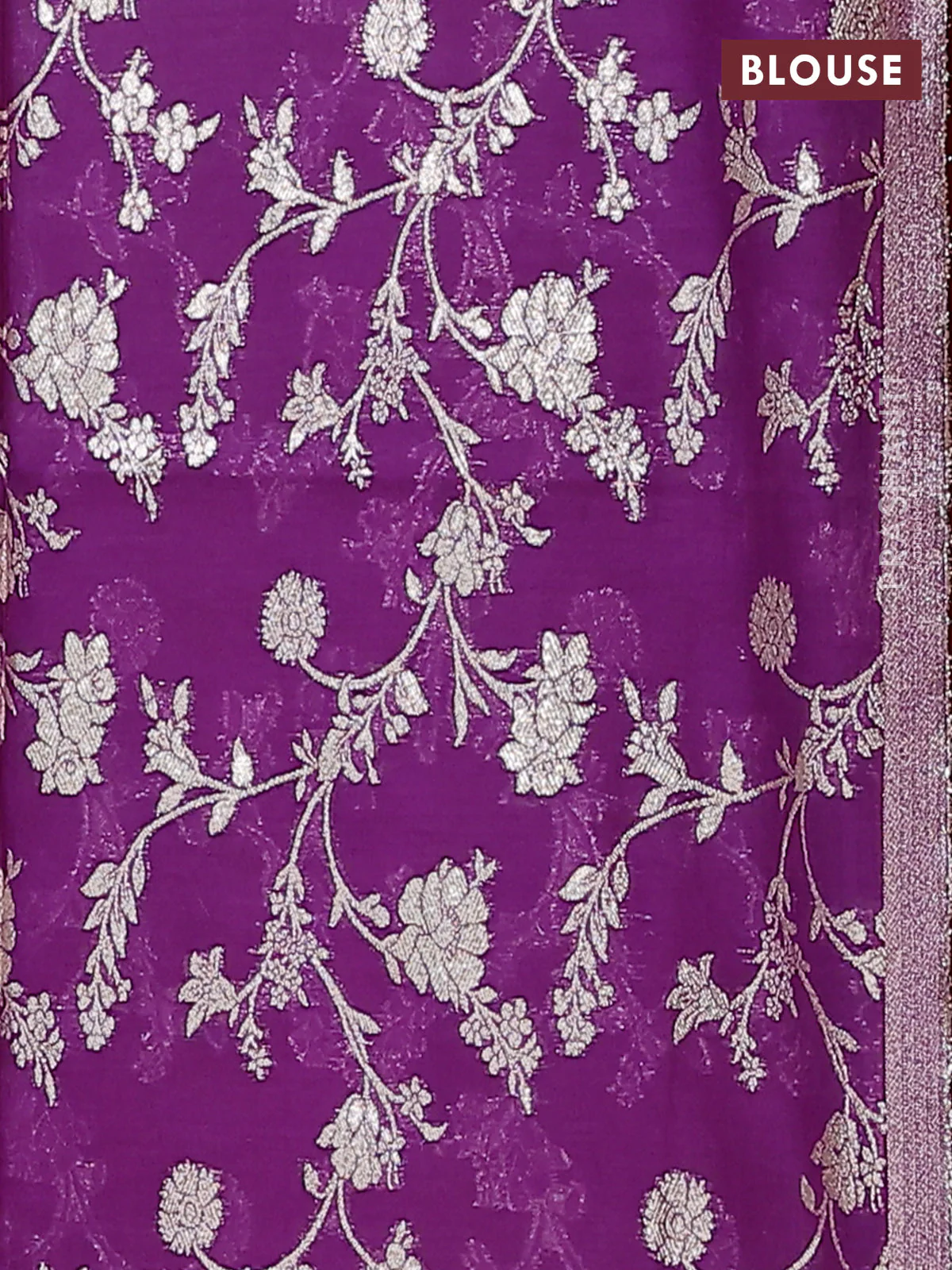 Semi mangalgiri saree red and purple with plain body and zari woven border - Image 4