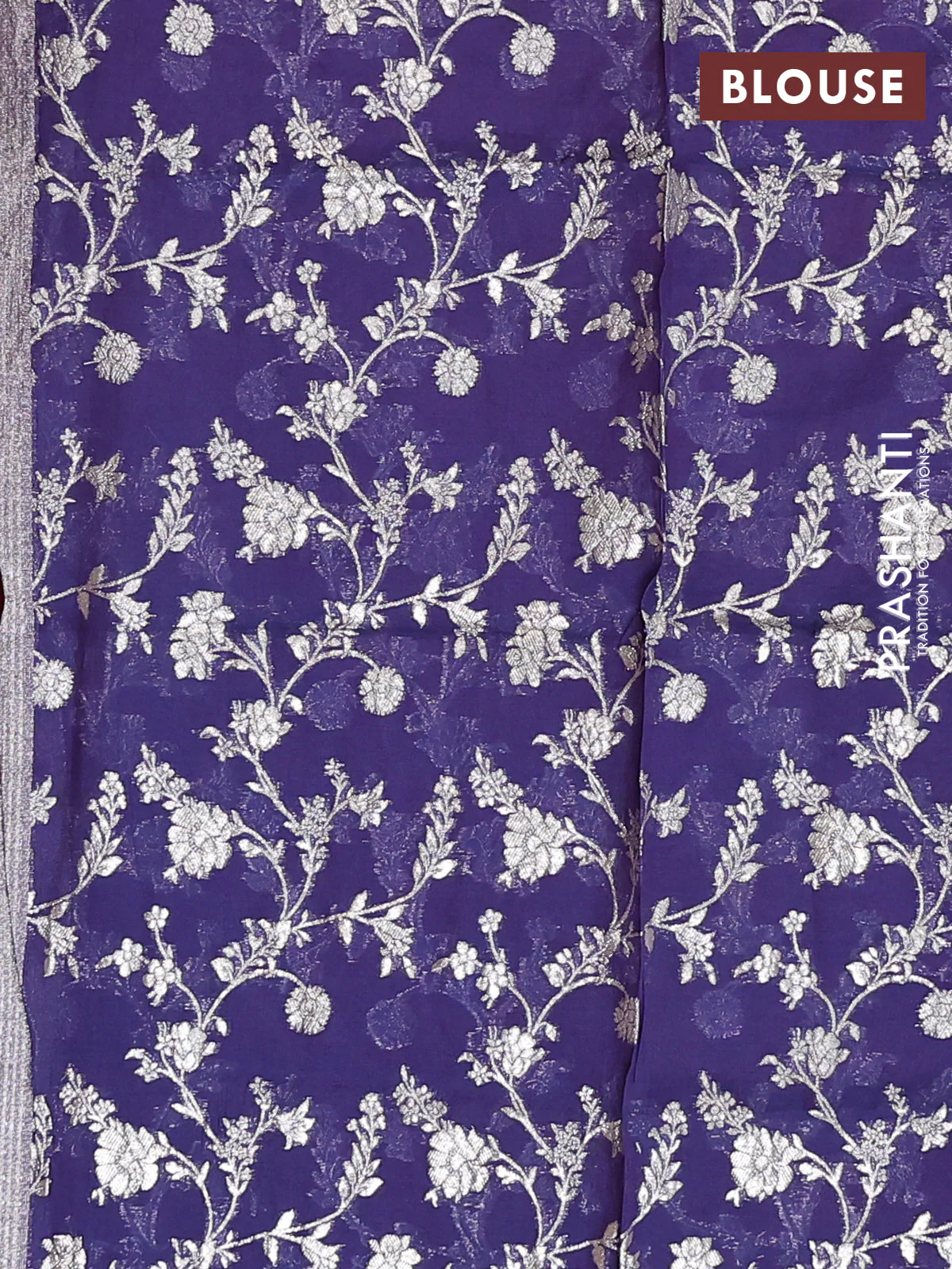 Semi mangalgiri saree red and purple with plain body and zari woven border - Image 4