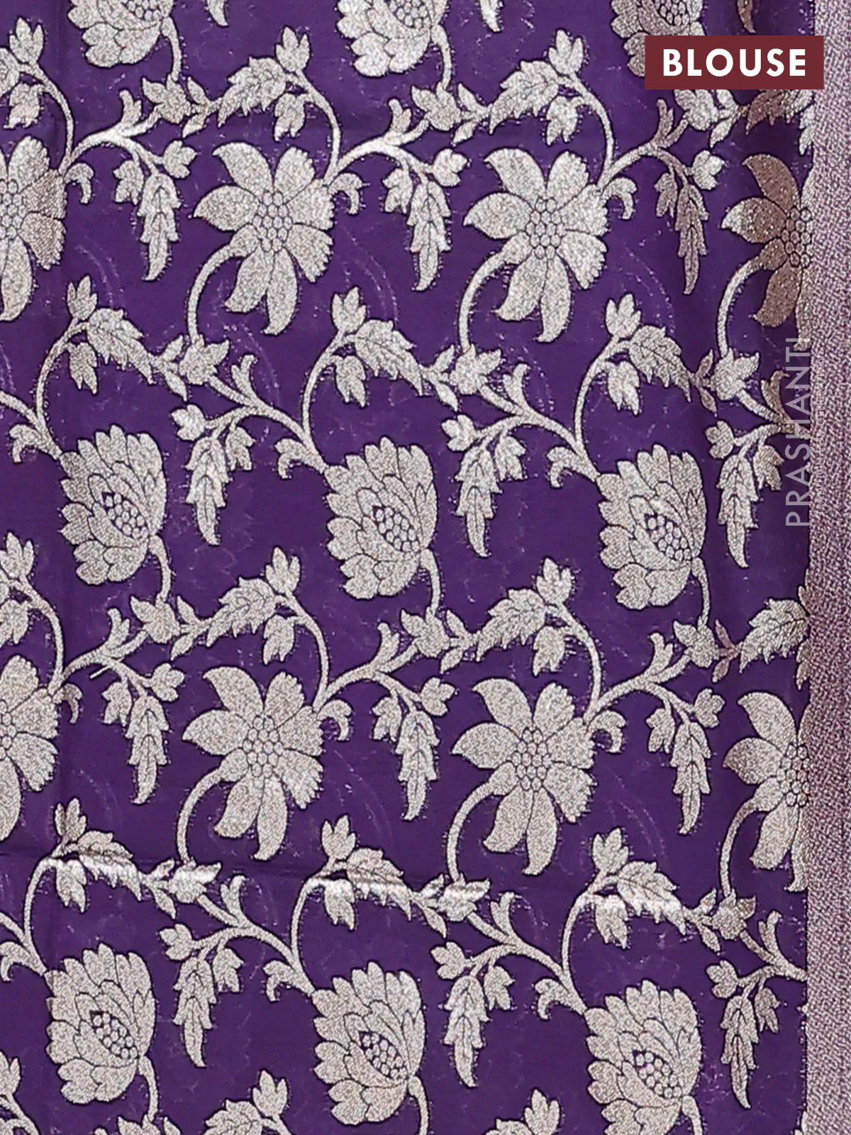 Semi mangalgiri saree red and violet with plain body and zari woven border - Image 4
