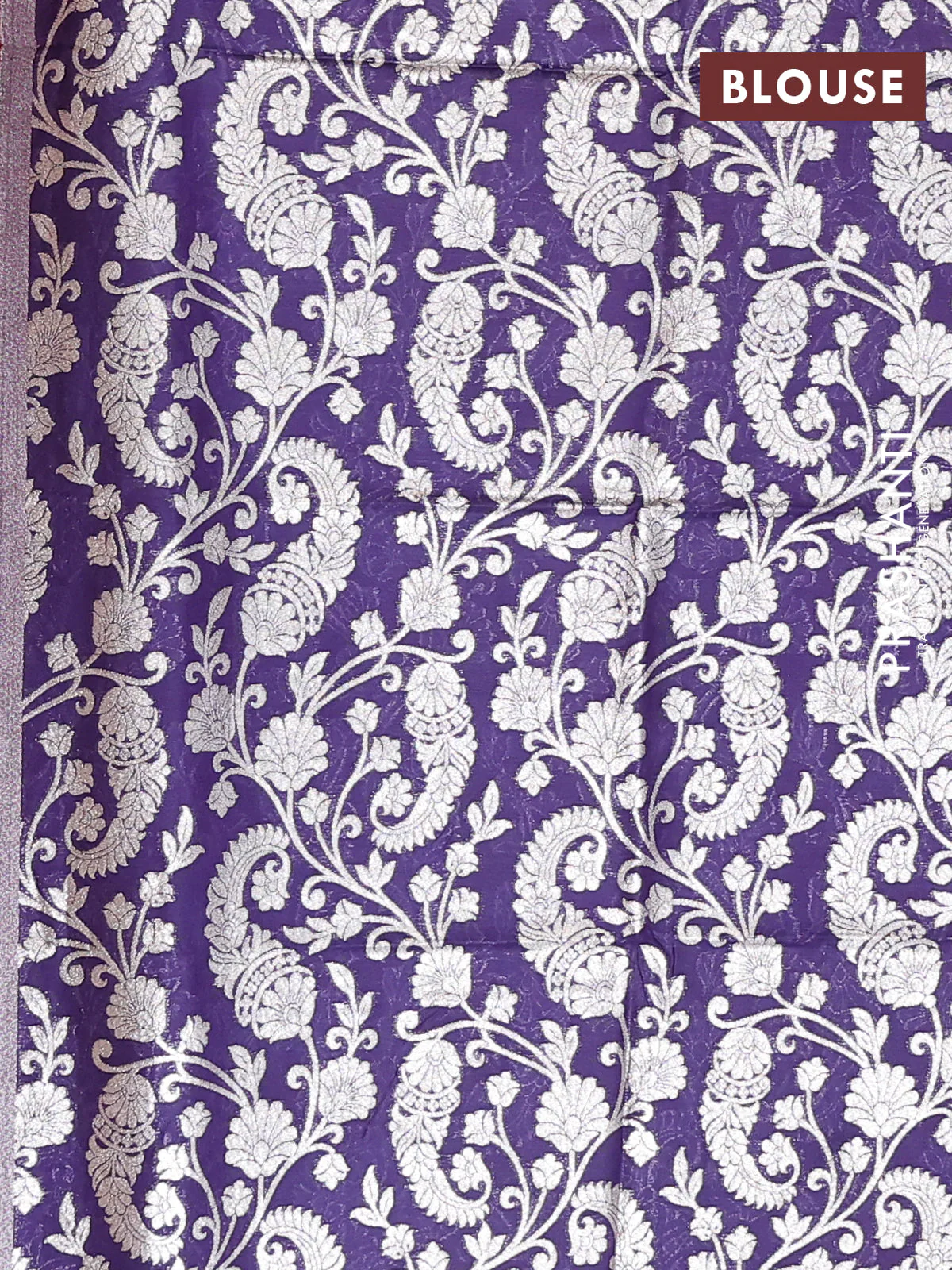 Semi mangalgiri saree red and violet with plain body and zari woven border - Image 4