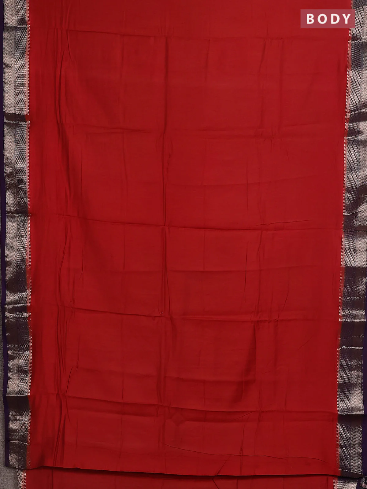 Semi mangalgiri saree rustic maroon and purple with plain body and zari woven border - Image 2