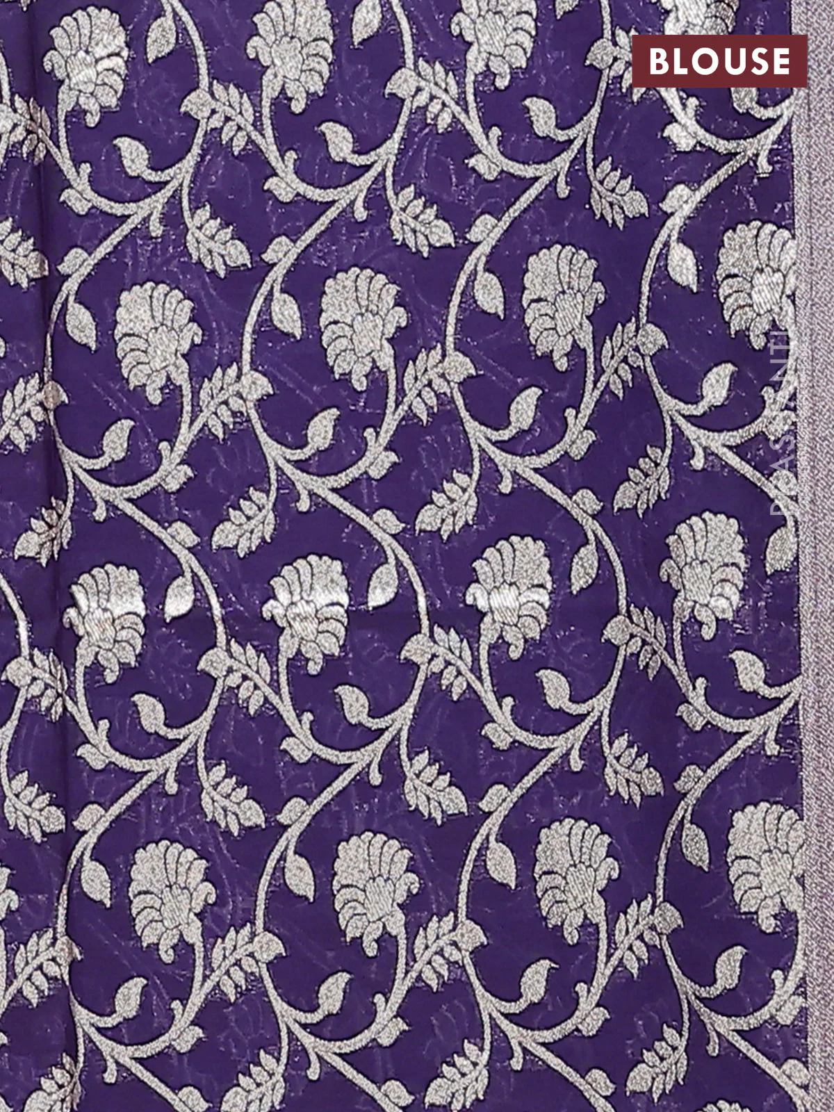 Semi mangalgiri saree rustic maroon and purple with plain body and zari woven border - Image 4