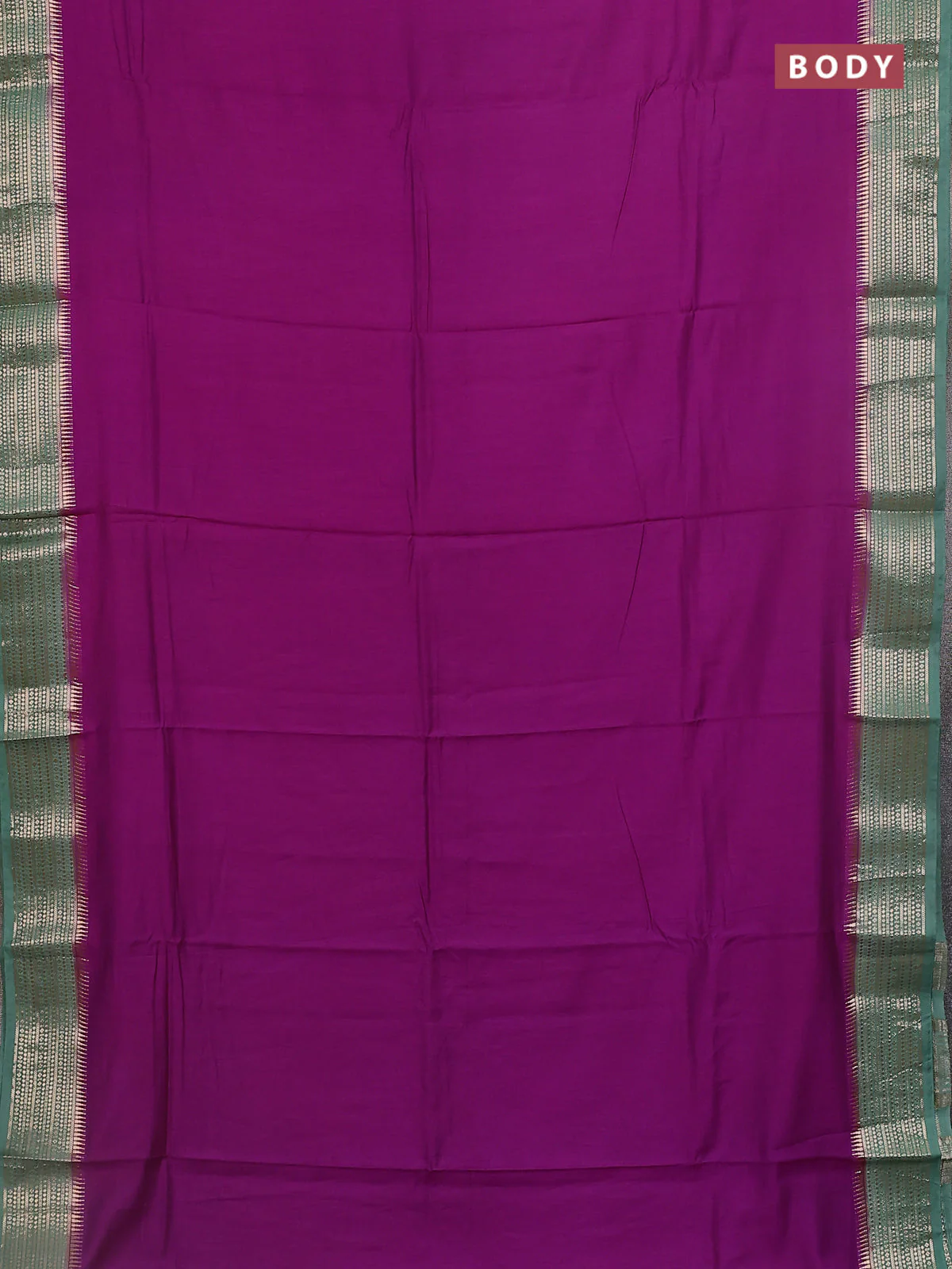 Semi mangalgiri saree violet and pastel green with plain body and zari woven border - Image 2