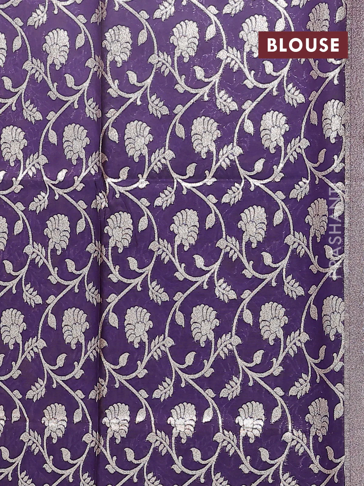 Semi mangalgiri saree yellow and purple with plain body and zari woven border - Image 4