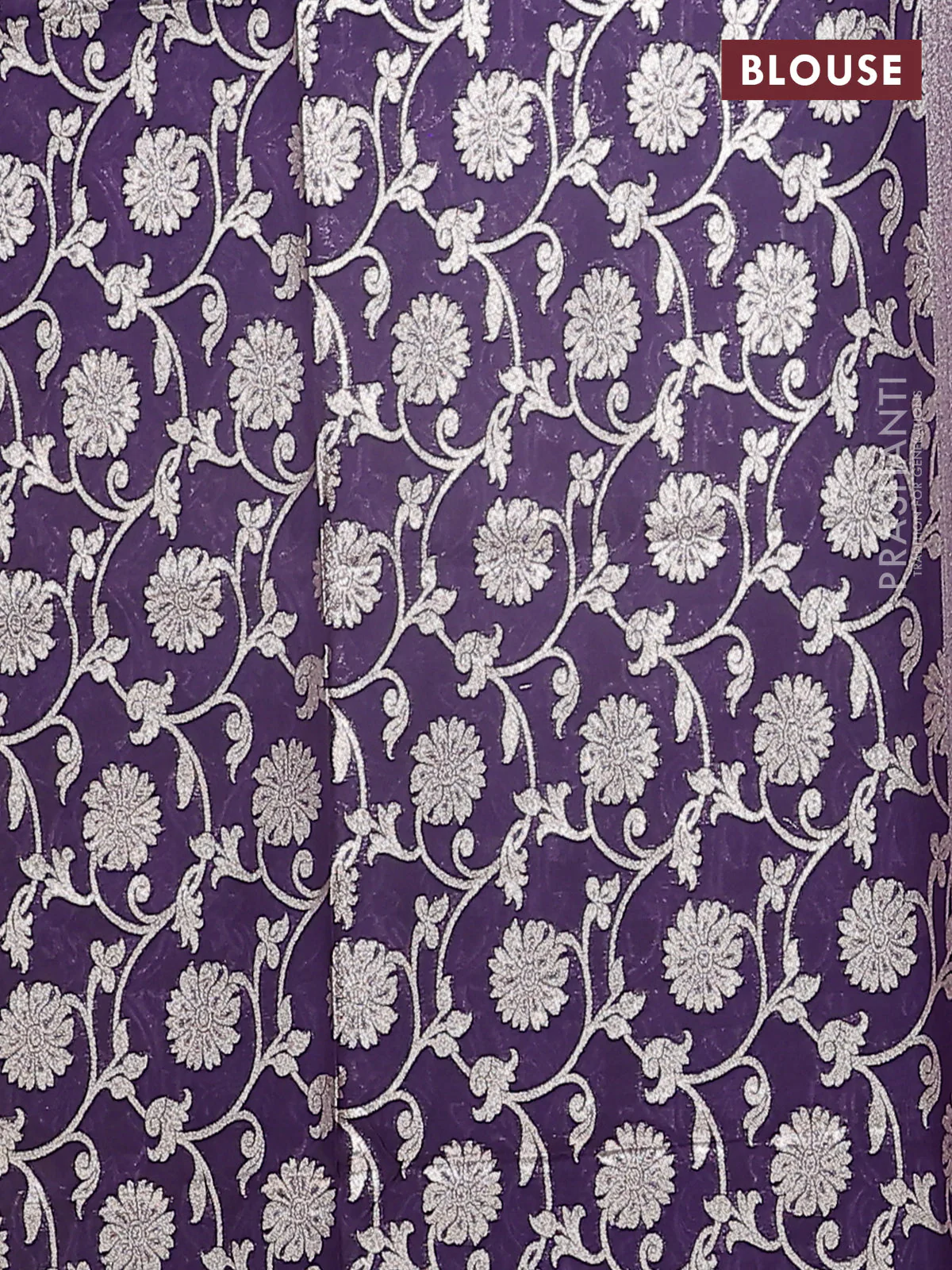 Semi mangalgiri saree yellow and violet with plain body and zari woven border - Image 4