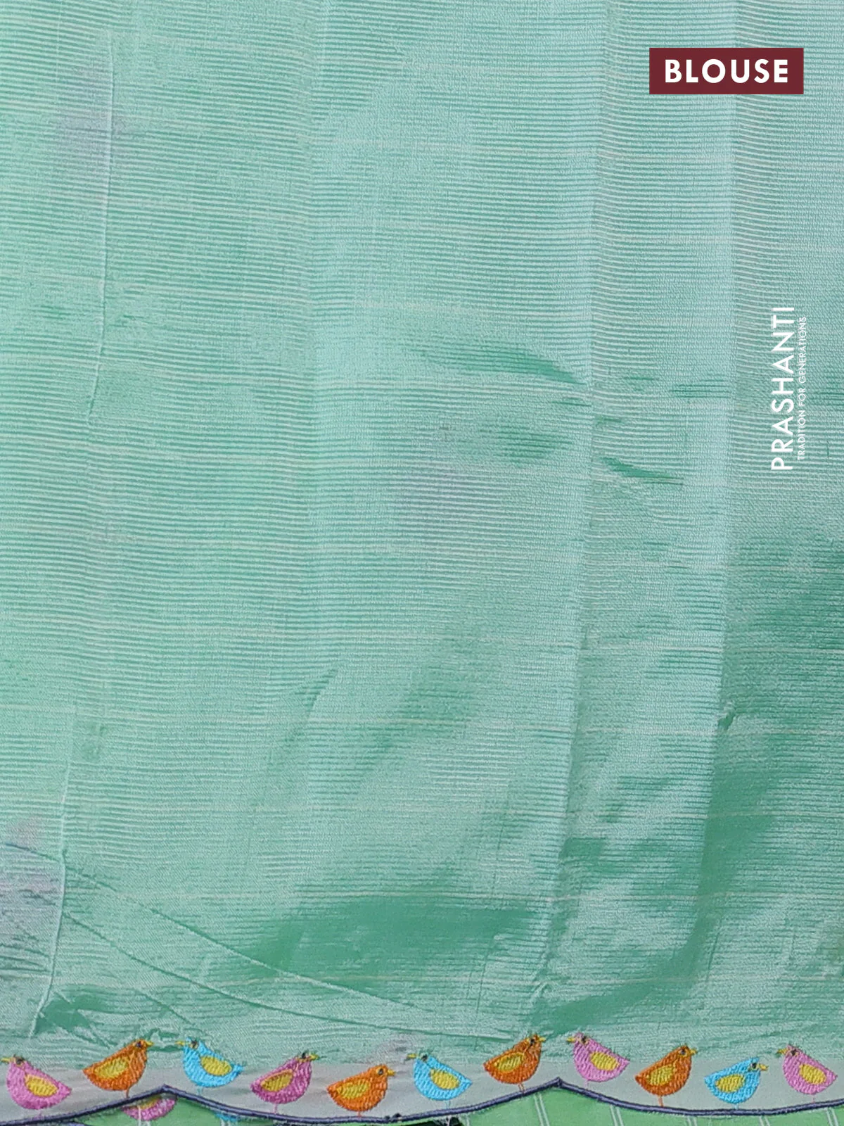Semi Mangalgiri silk cotton saree green with allover silver zari checks & embroidery work buttas and embroidery work border - Image 3