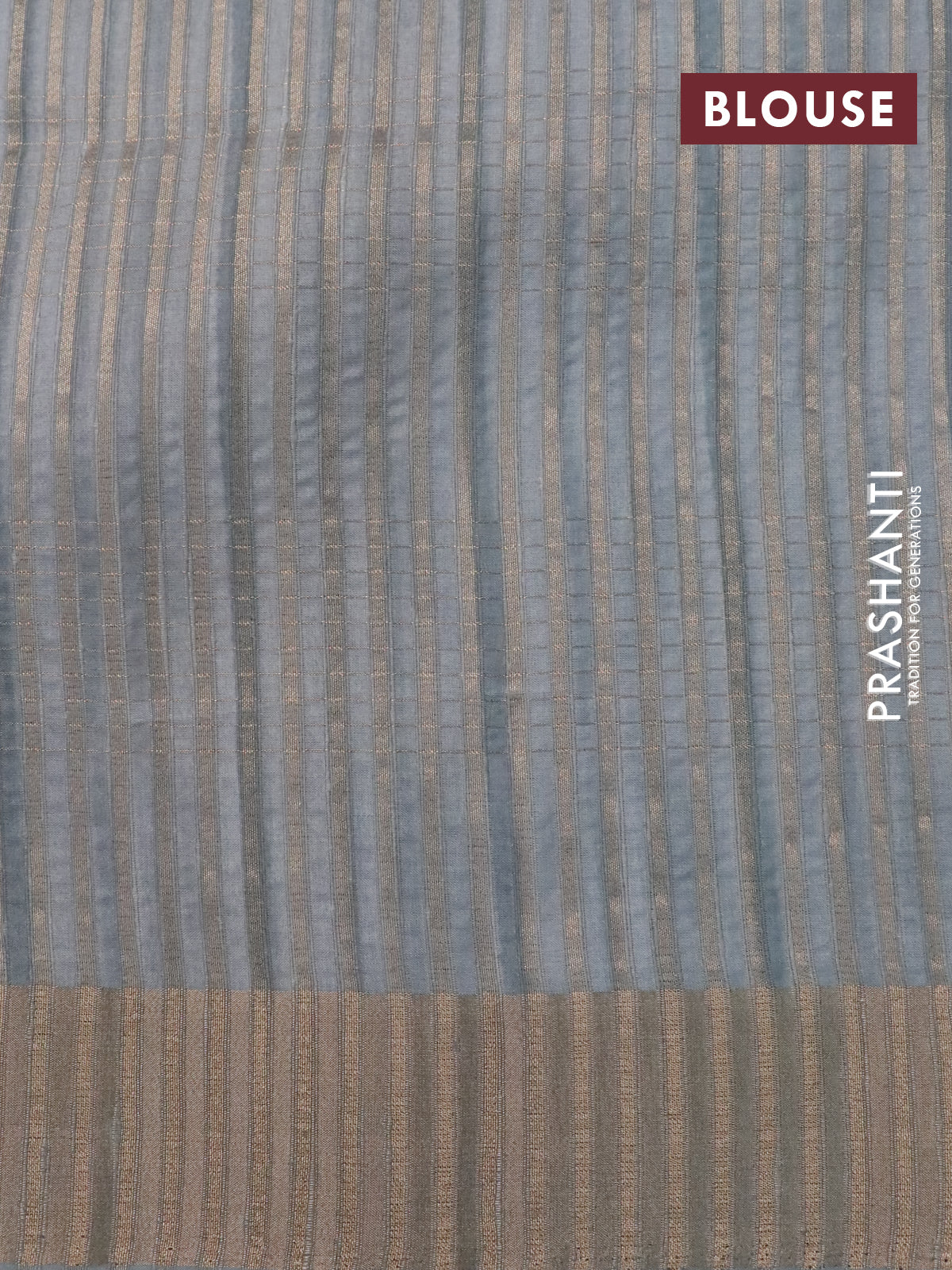 Semi matka foil printed saree grey with allover floral prints & zari weaves and zari woven border - Image 7