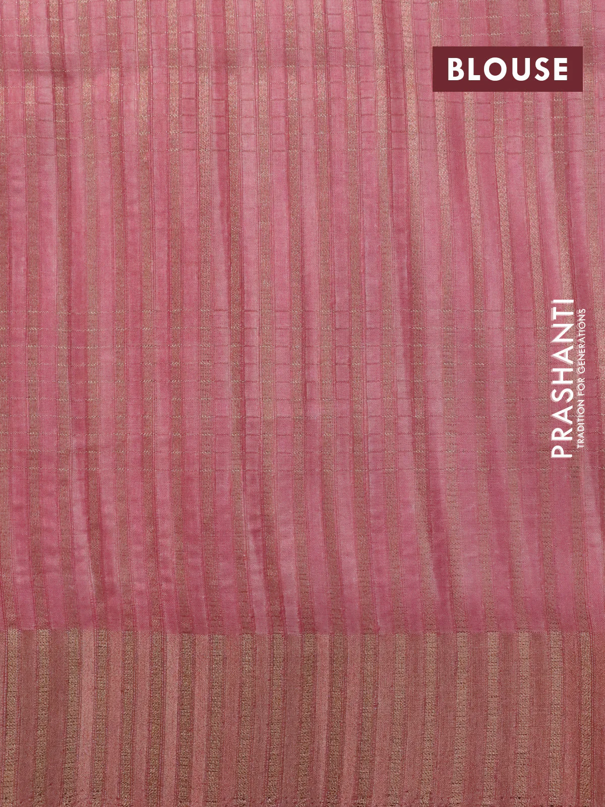 Semi matka foil printed saree pastel pink with allover floral prints & zari weaves and zari woven border - Image 7