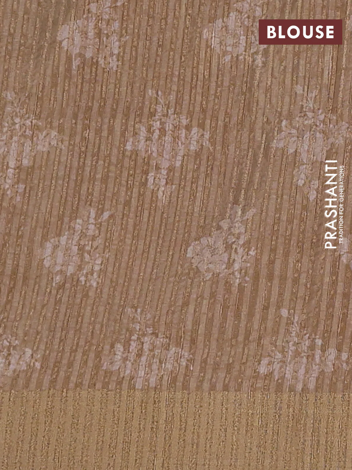 Semi matka saree beige with allover floral prints & sequence work and zari woven border - Image 4