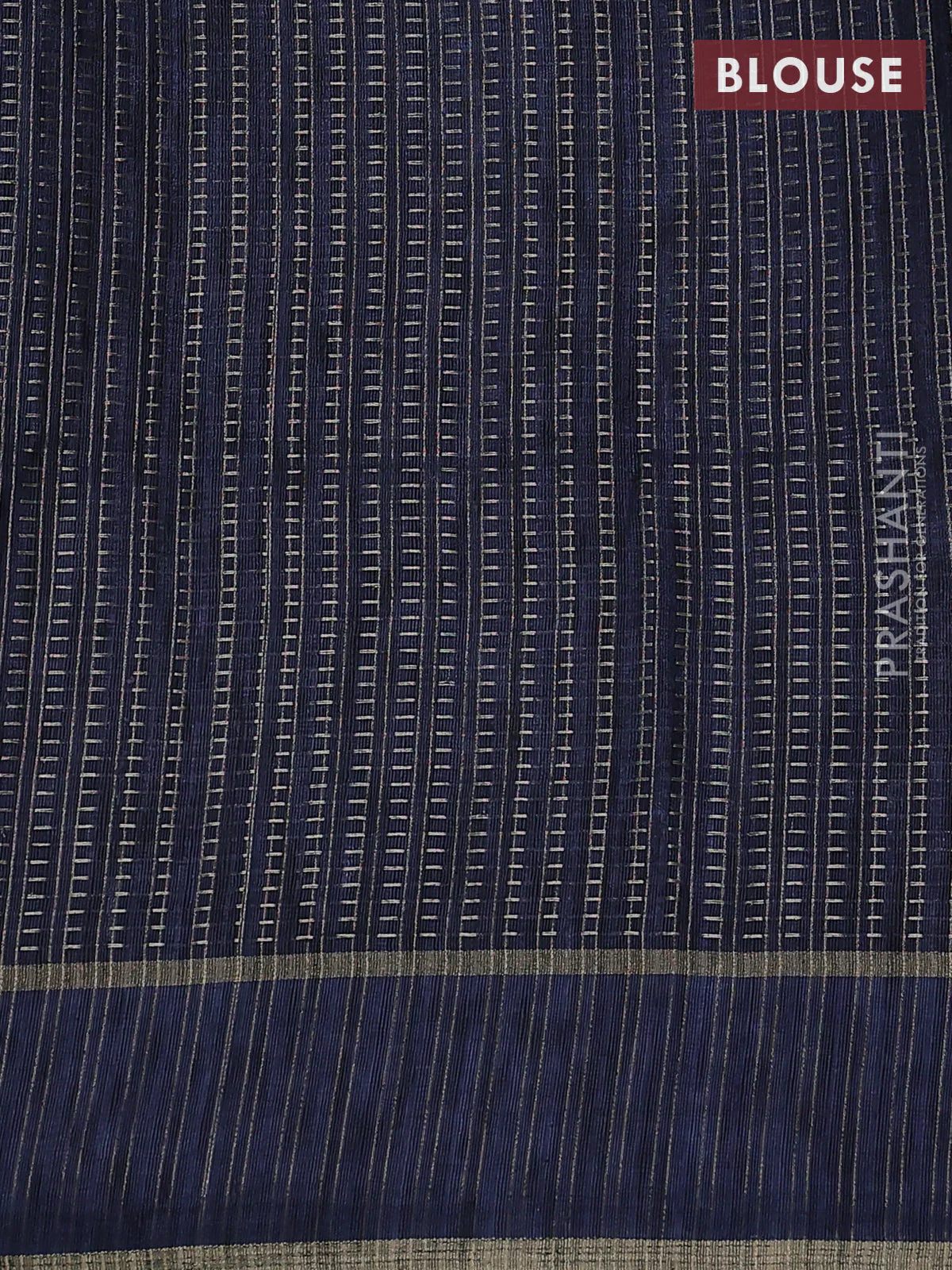 Semi matka saree blue shade with allover zari weaves and rettapet zari woven border - Image 3