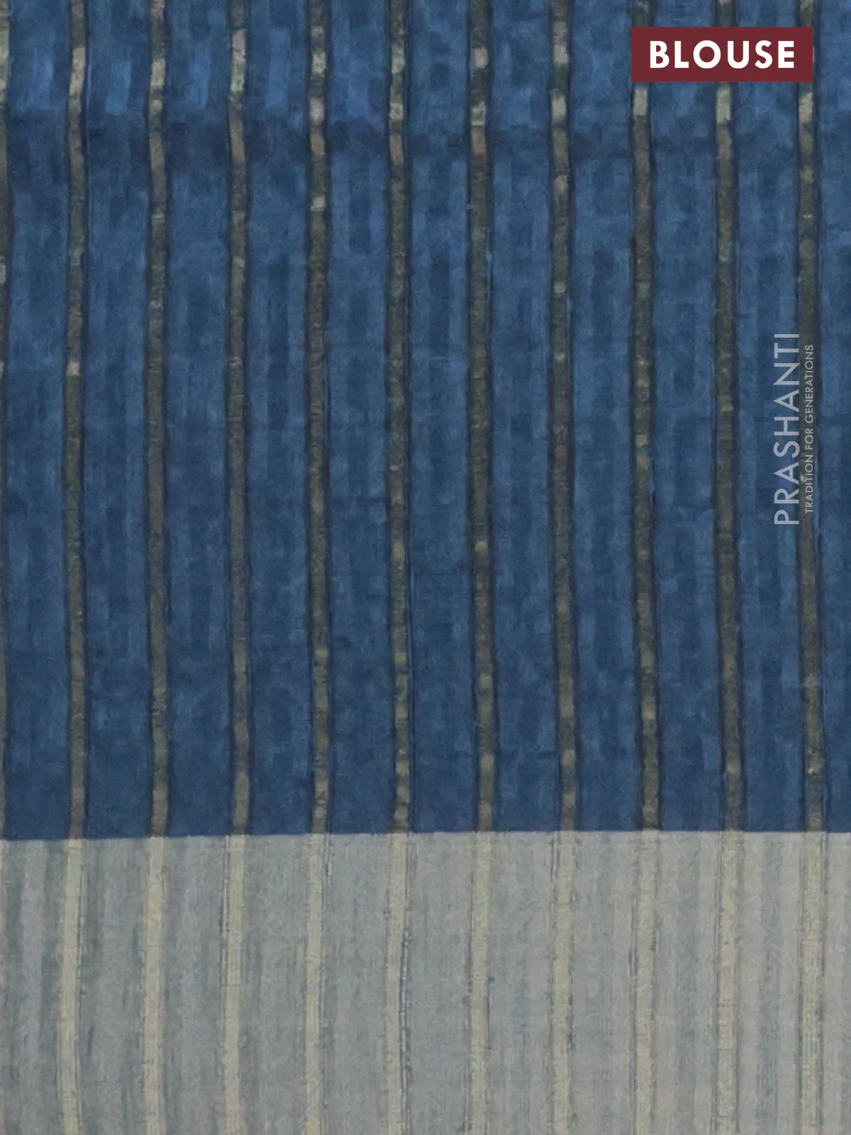 Semi matka saree dark peacock blue with allover ikat prints and zari woven border - Image 4