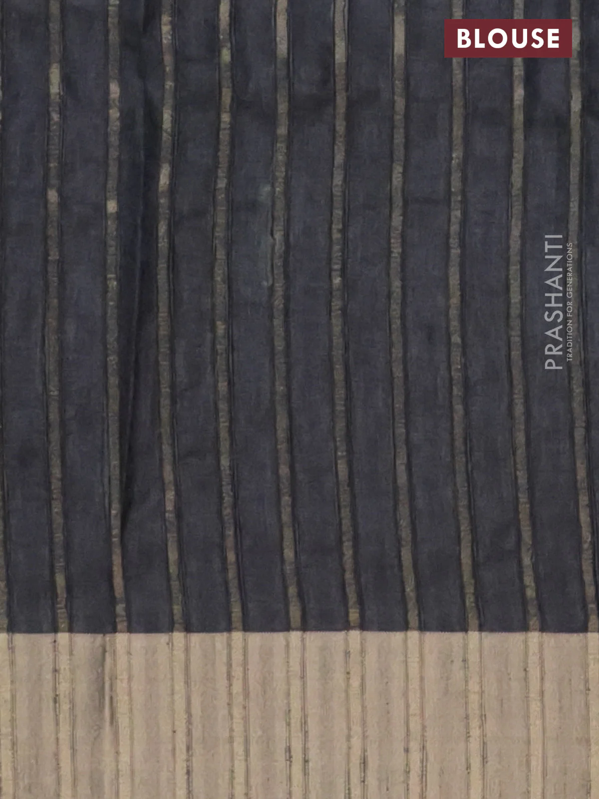 Semi matka saree elephant grey with allover ikat prints and zari woven border - Image 4