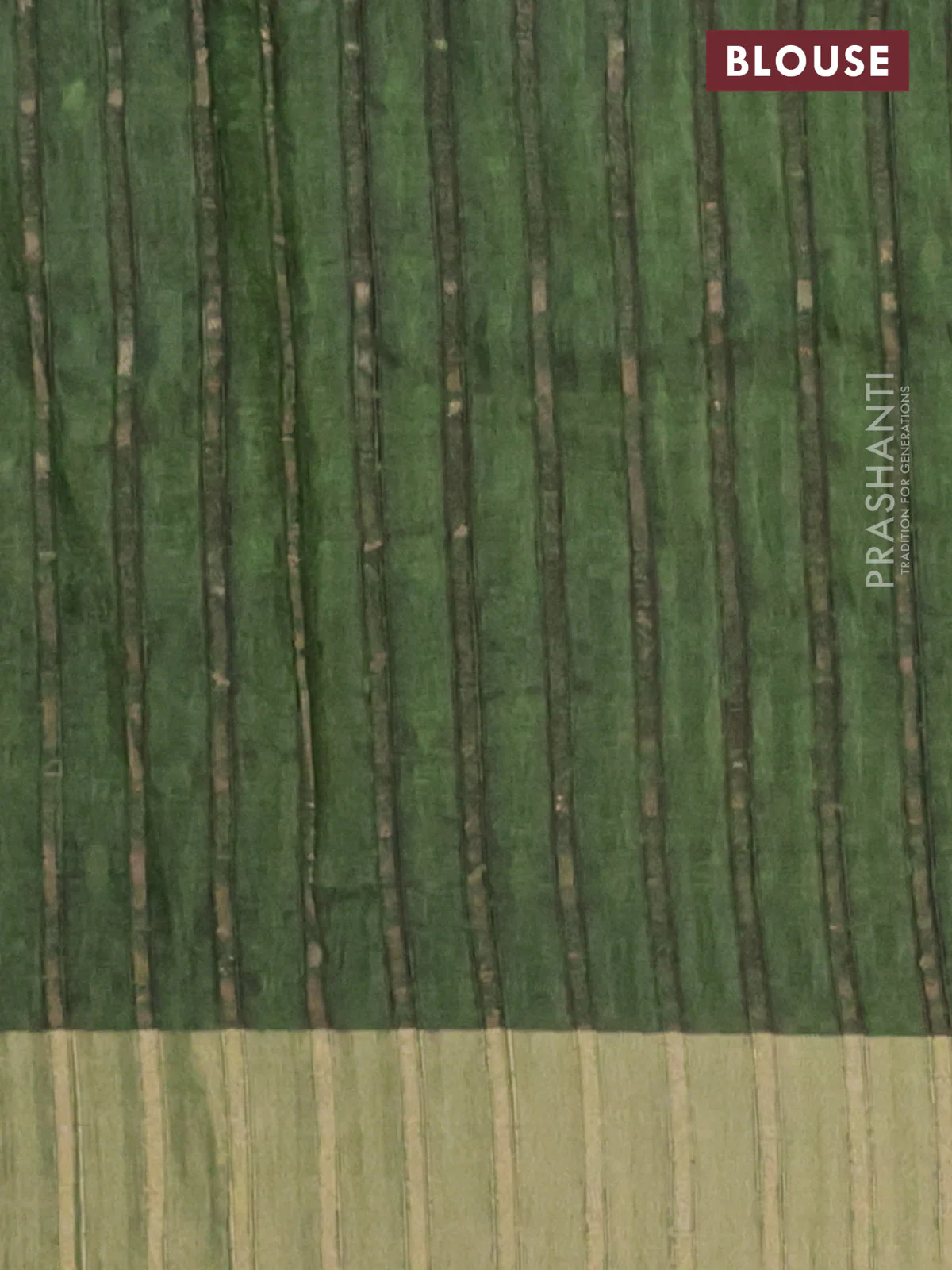 Semi matka saree green and lime green with allover ikat buttas and zari woven border - Image 4