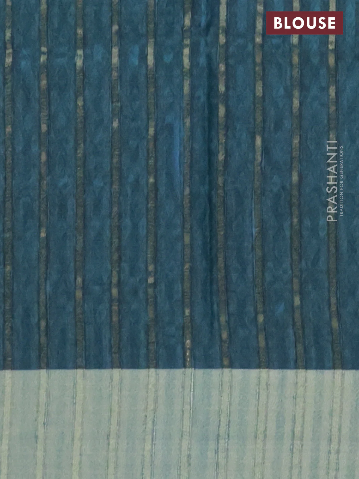 Semi matka saree grey and peacock green with allover ikat prints and zari woven border - Image 4