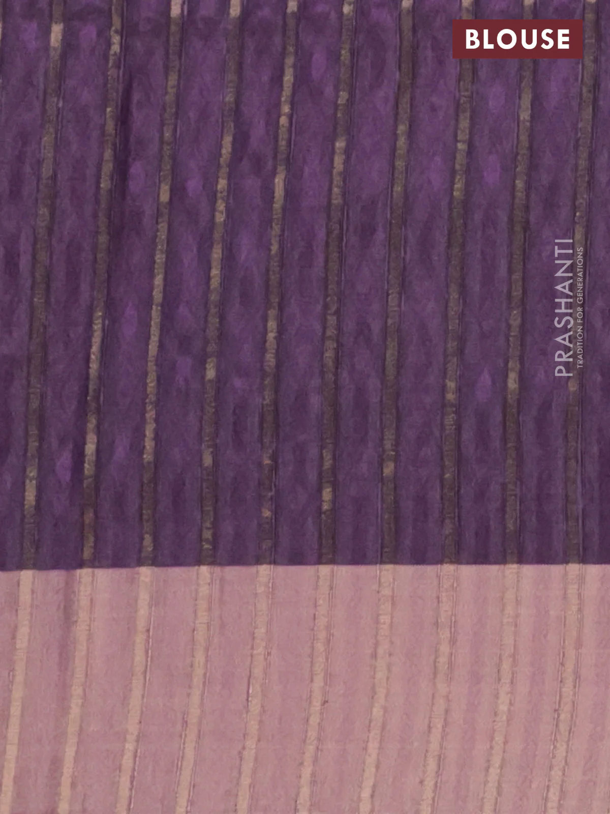Semi matka saree grey and purple with allover ikat prints and zari woven border - Image 4