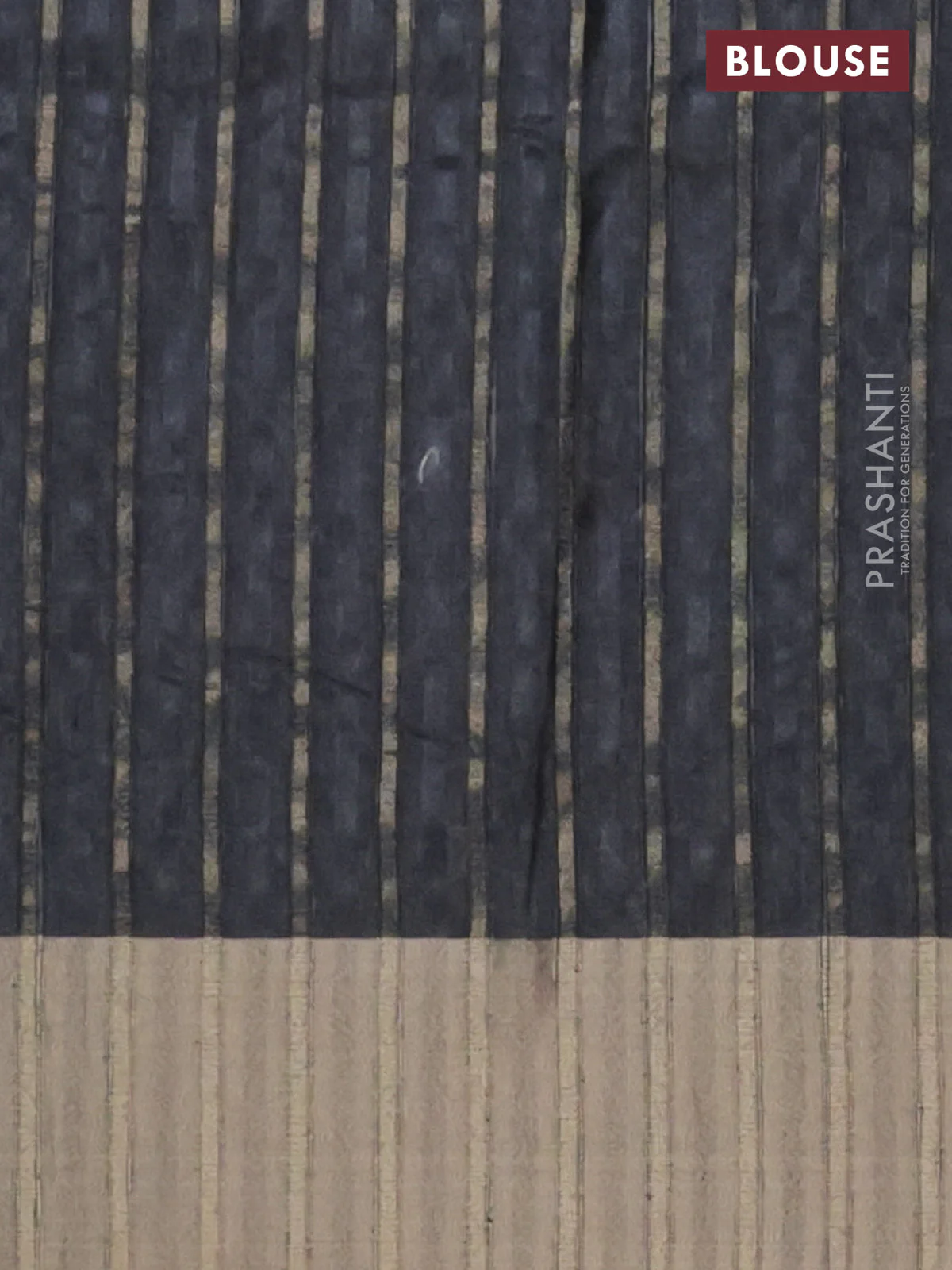 Semi matka saree grey and sandal with allover ikat prints and zari woven border - Image 4
