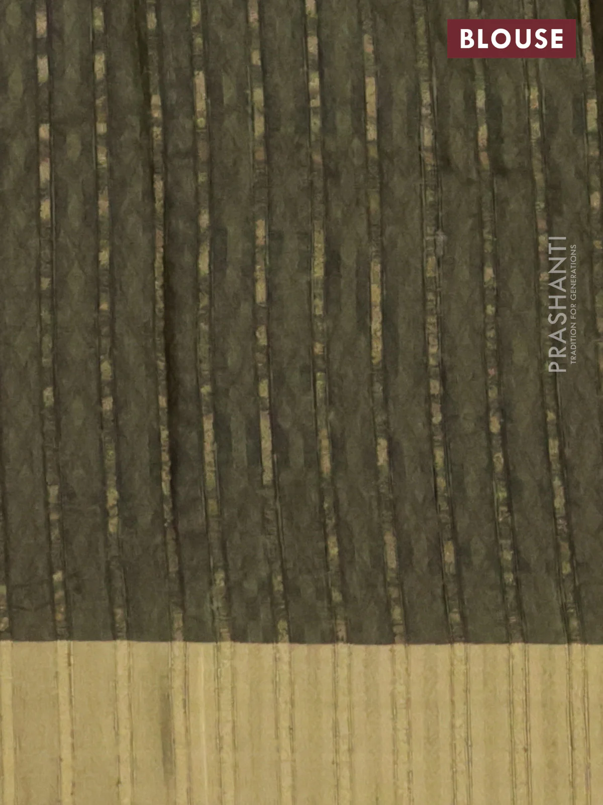 Semi matka saree grey and sap green with allover ikat prints and zari woven border - Image 4