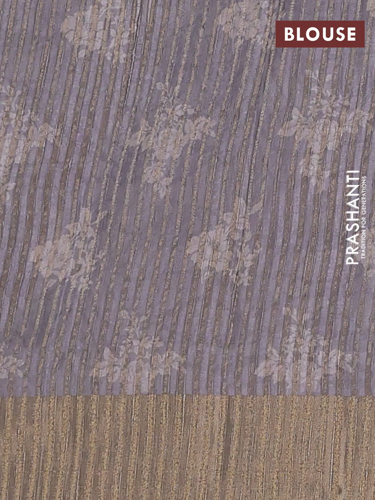 Semi matka saree grey with allover floral prints & sequence work and zari woven border - Image 4