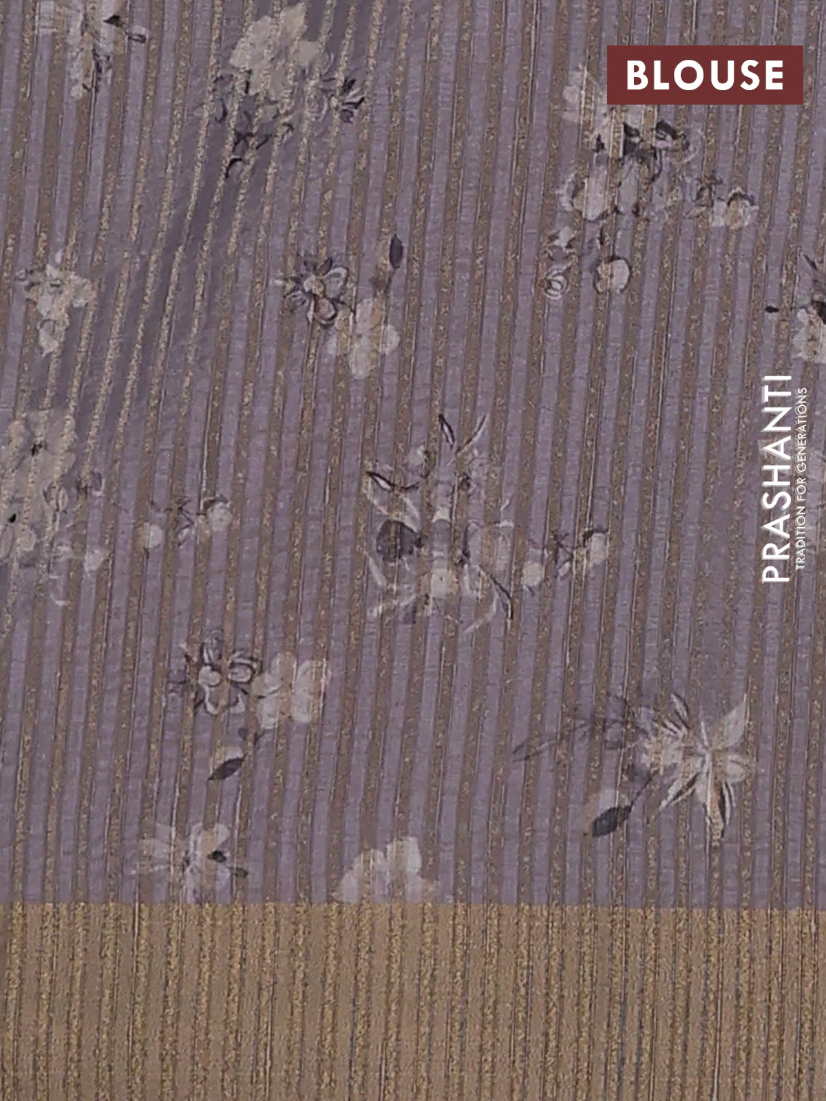 Semi matka saree grey with allover floral prints & sequence work and zari woven border - Image 4