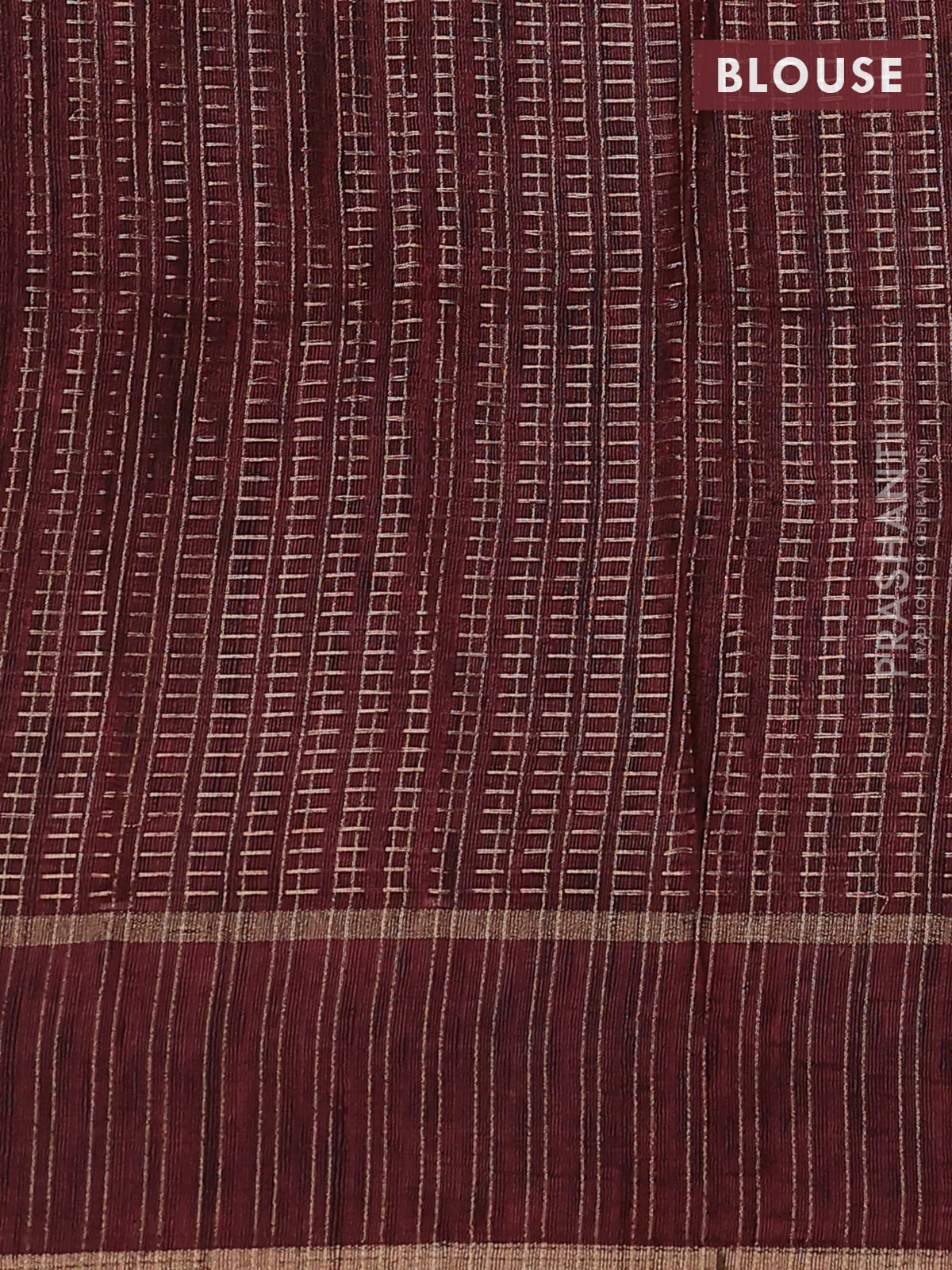 Semi matka saree maroon with allover zari weaves and rettapet zari woven border - Image 3