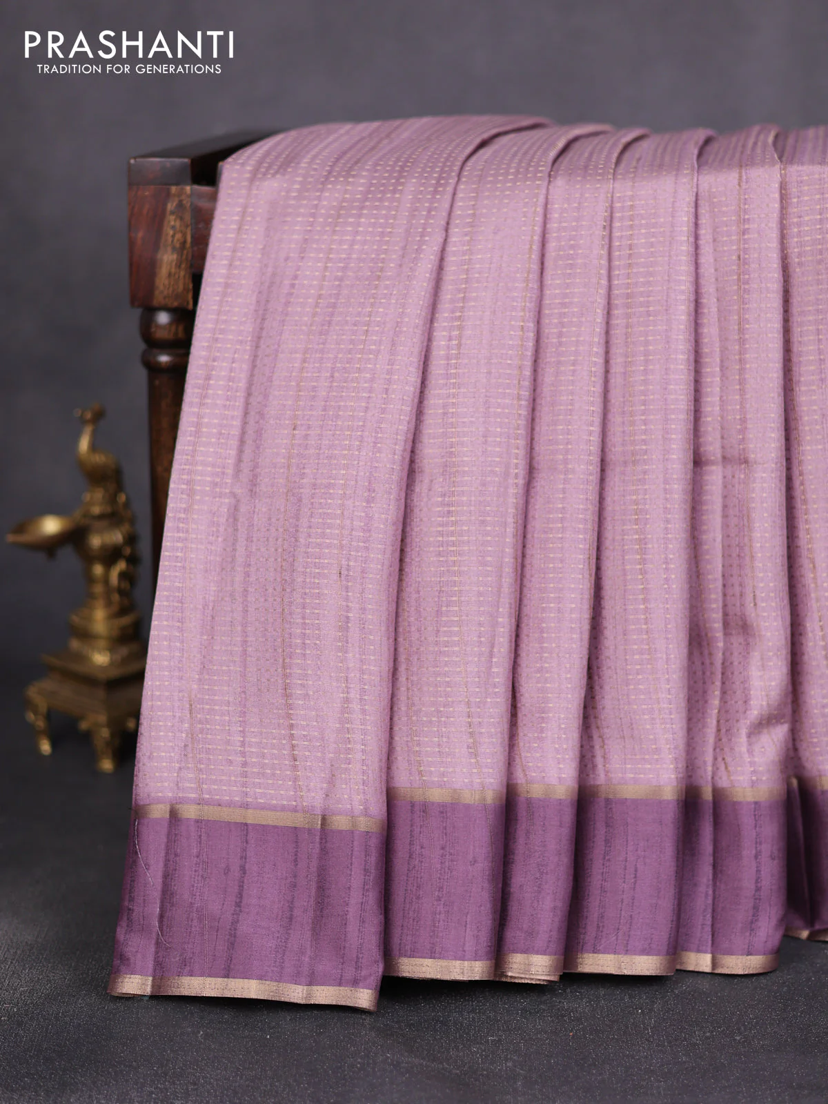 Semi matka saree mauve pink with allover zari weaves and rettapet zari woven border