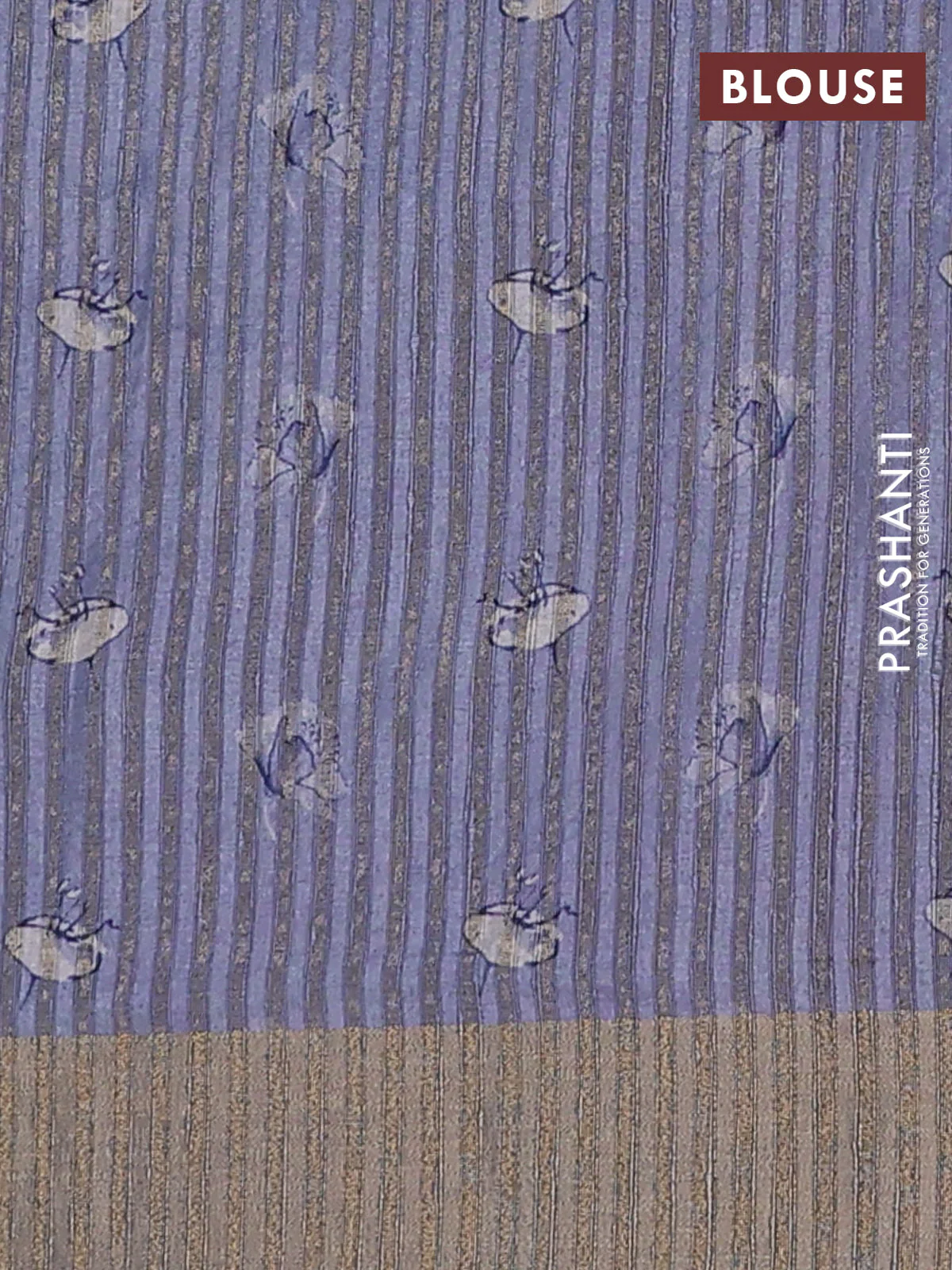 Semi matka saree pasel blue with allover floral prints & sequence work and zari woven border - Image 4